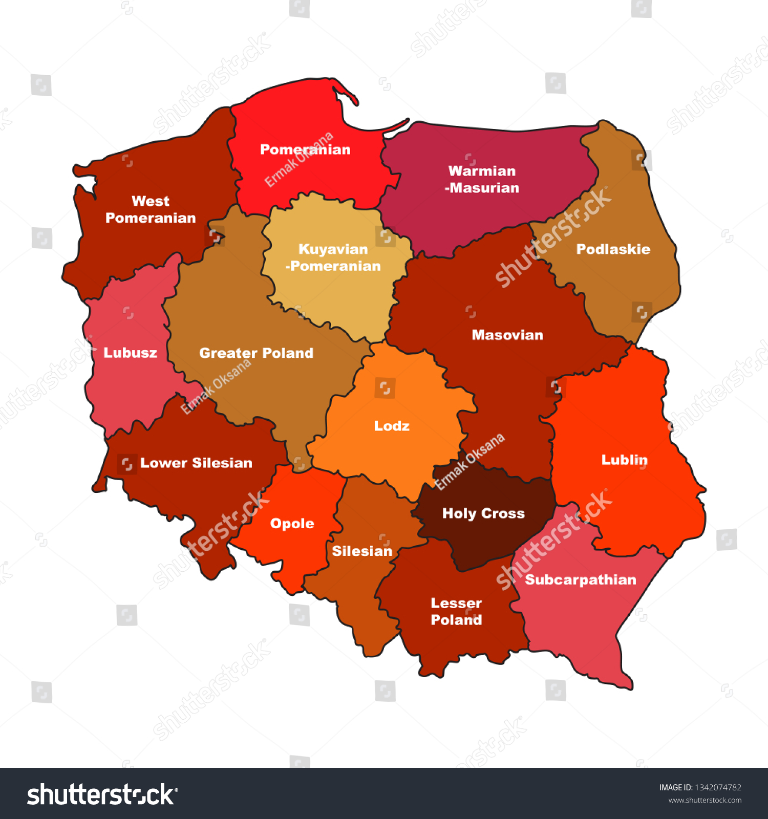 simplified-map-poland-voivodeships-regions-states-stock-vector-royalty
