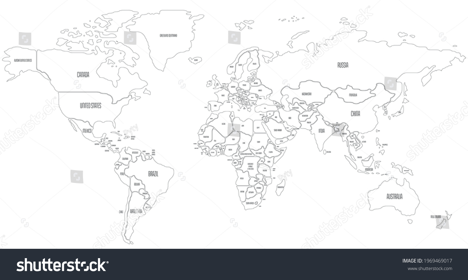 Simplified Smooth Border World Map Stock Vector (Royalty Free ...