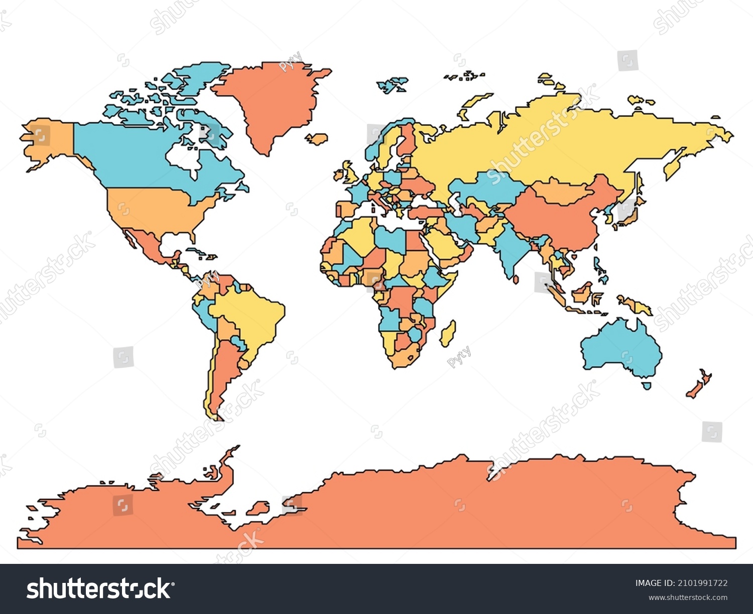 Mapa Mundial Simplificado De Borde Suave Vector De Stock Libre De