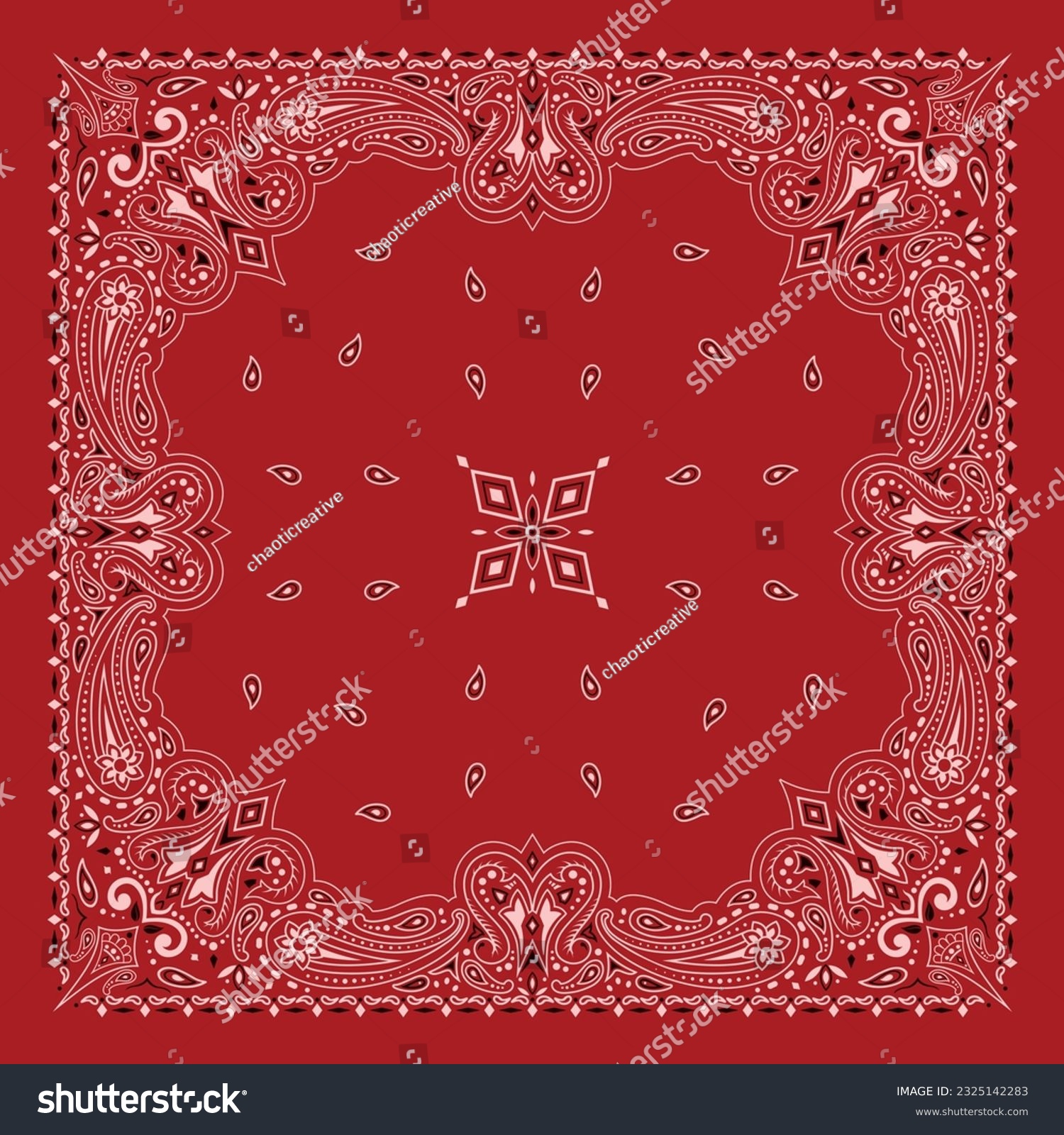 SVG of Simply Bandana decorated with white black geometric ornament lines that can be applied to fabrics of various colors
 svg