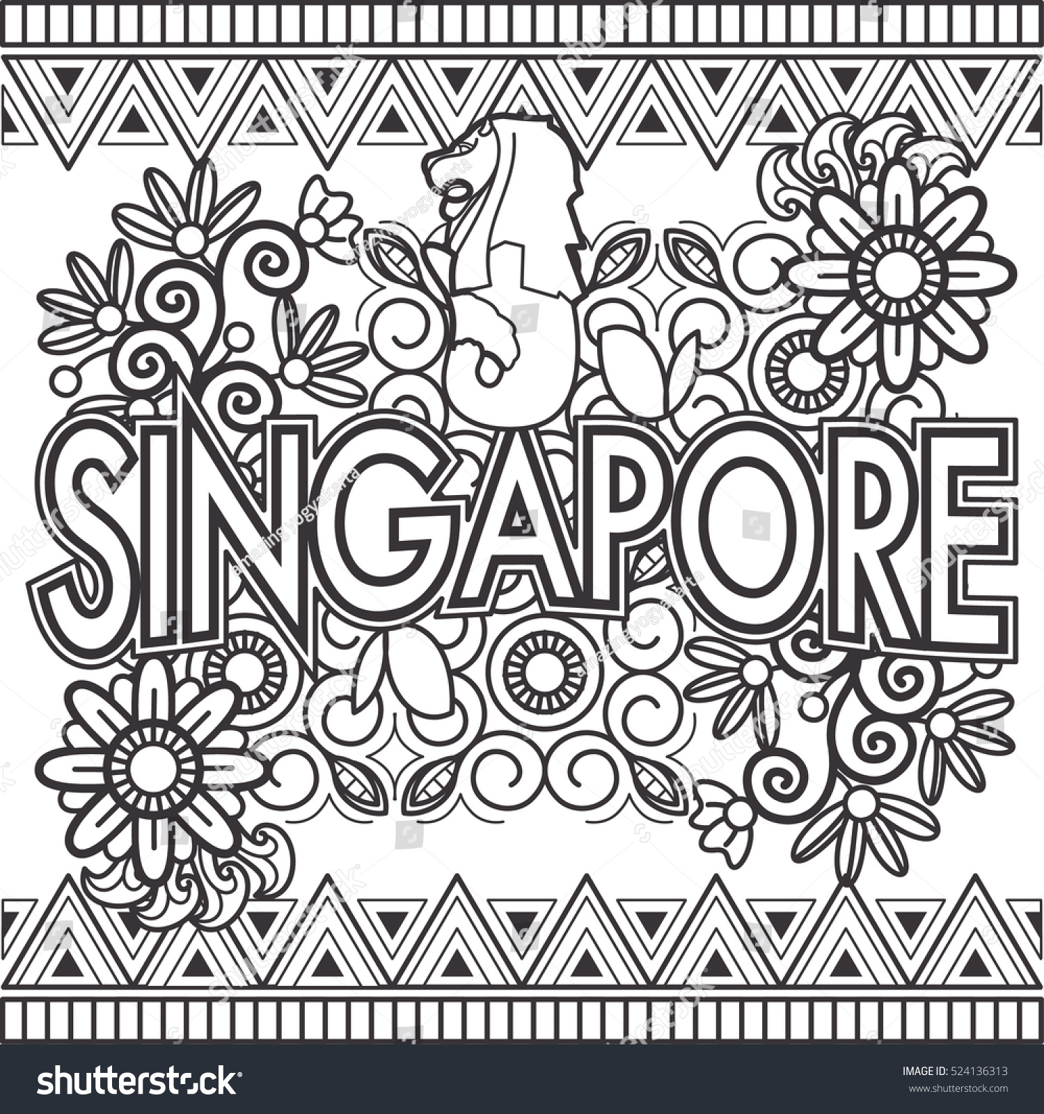 Singapore Doodle Art Text Stock Vector Royalty Free 524136313