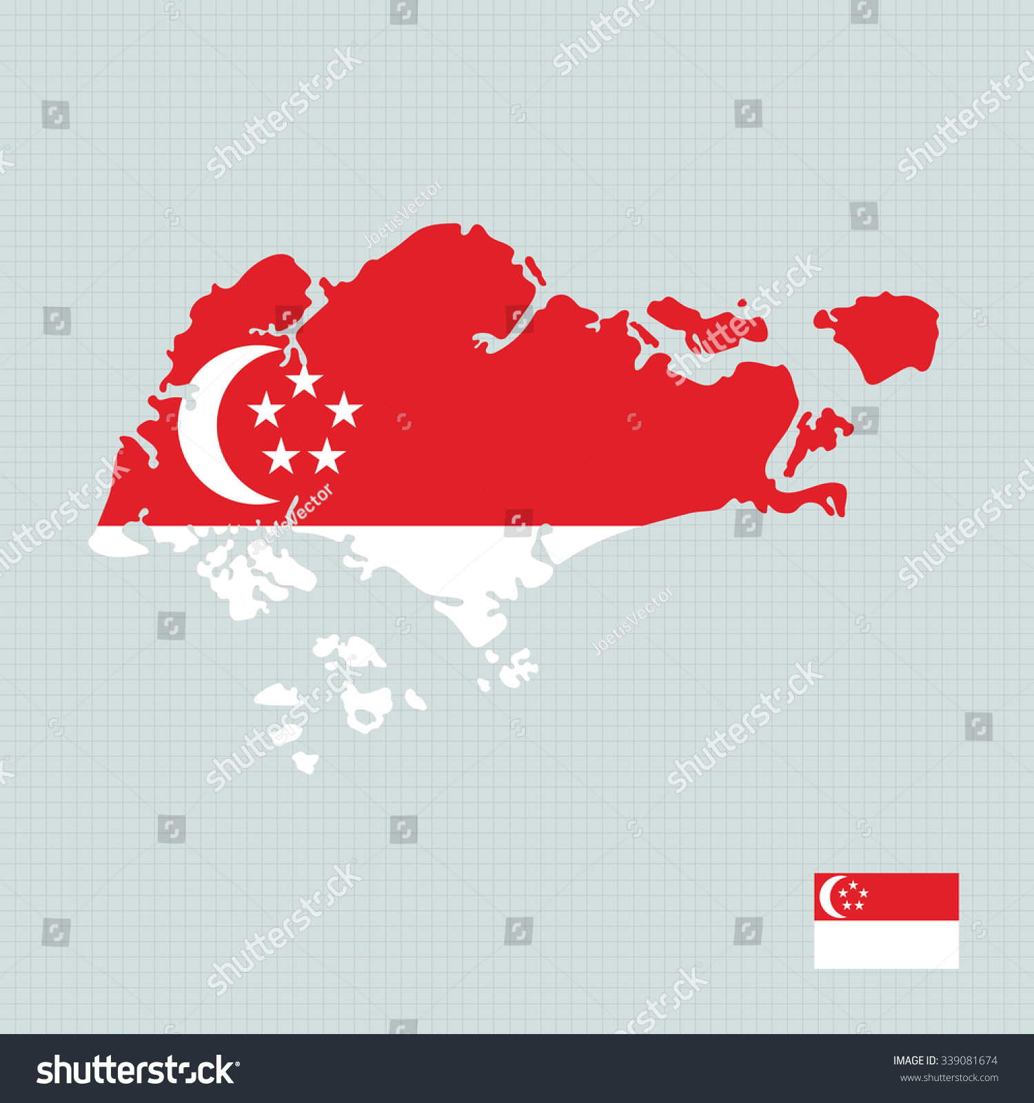 Singapore Map Flag Stock Vector (Royalty Free) 339081674 | Shutterstock