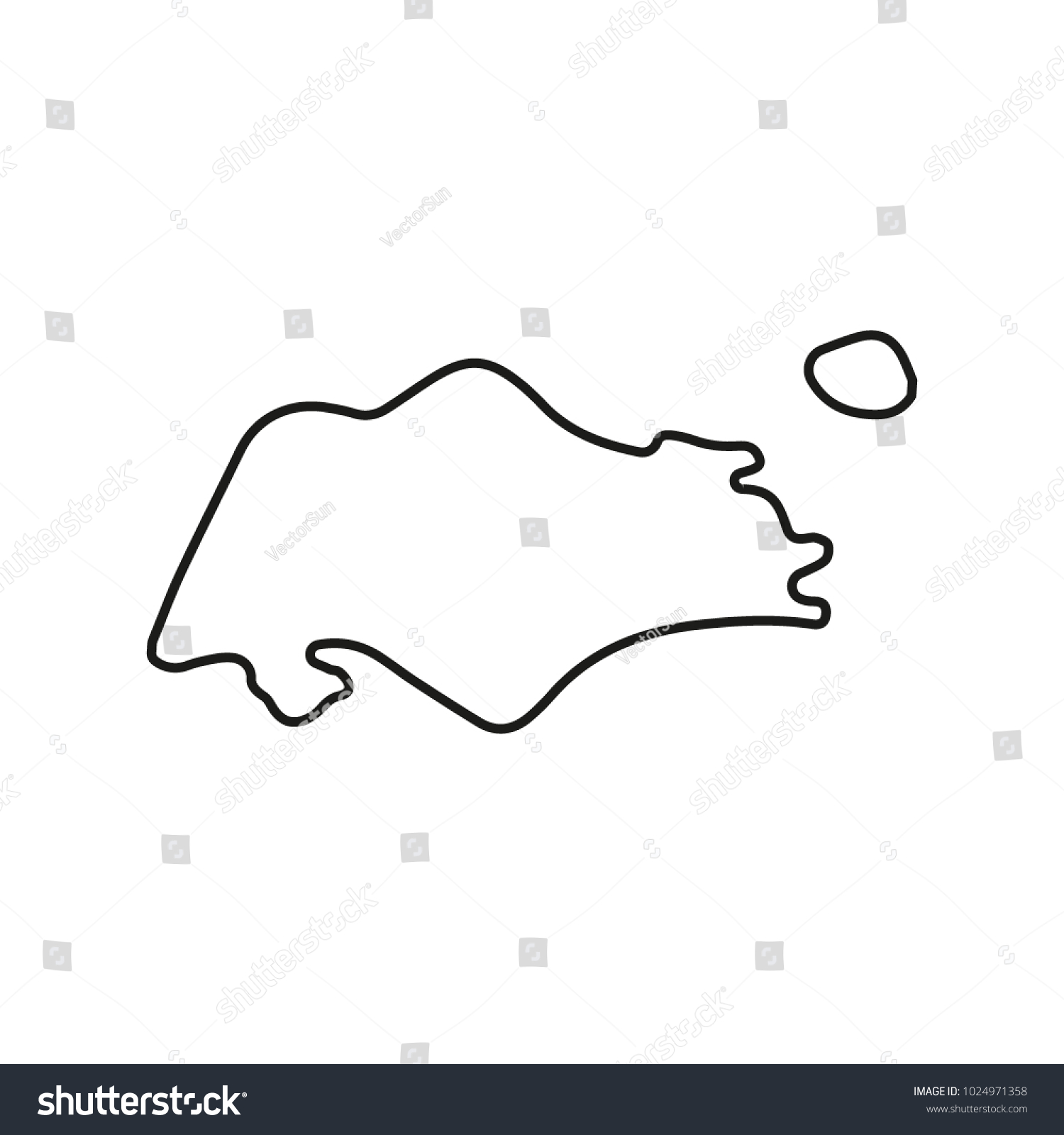 Singapore Map Outline Icon Singapore Symbol Stock Vector Royalty Free 1024971358