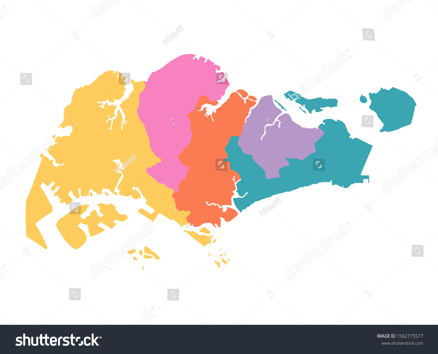 Singapore Map Regions Vector Flat Illustration Stock Vector (Royalty ...