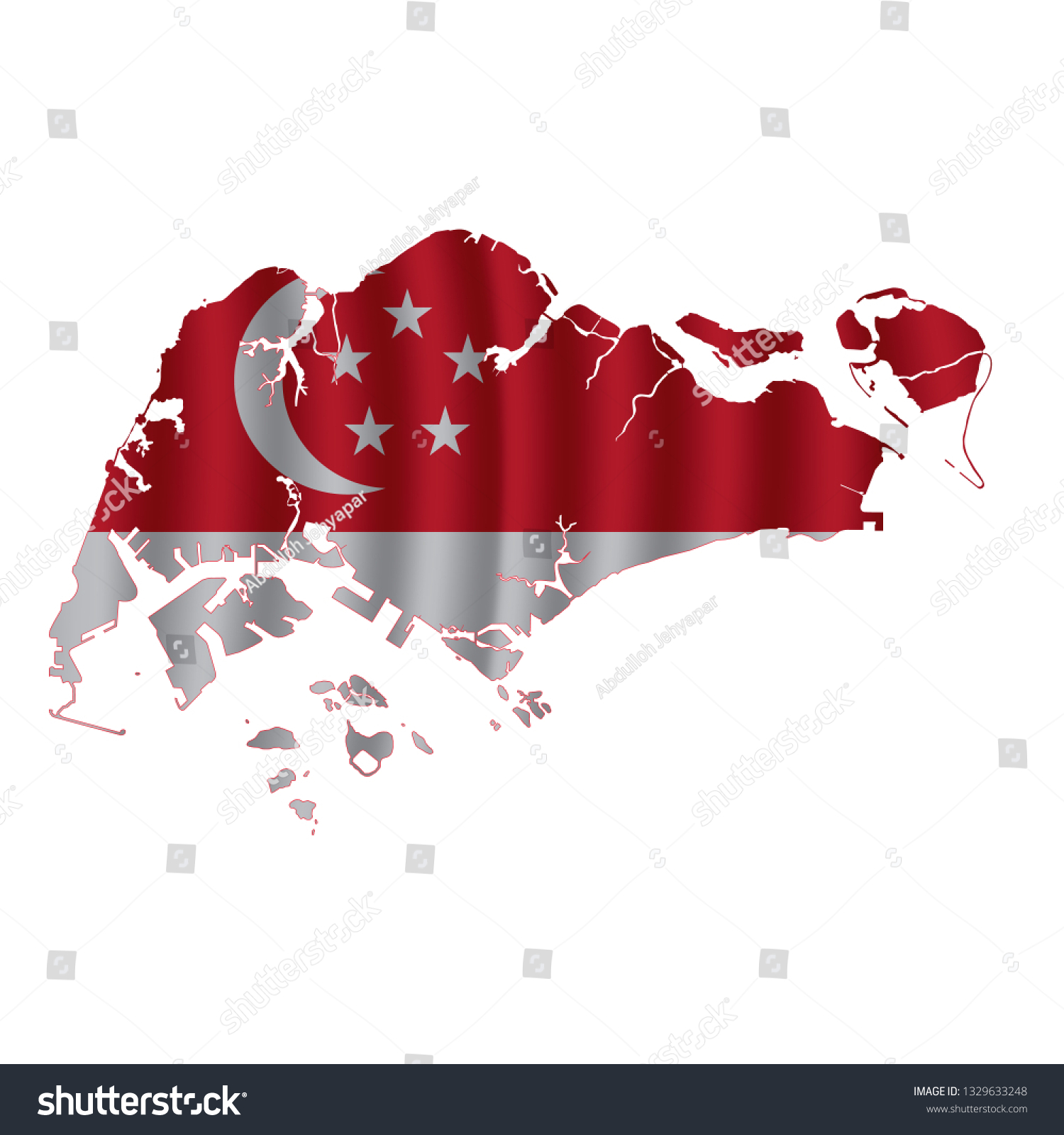 Singapore Map Rippled Flag On White Stock Vector (Royalty Free ...