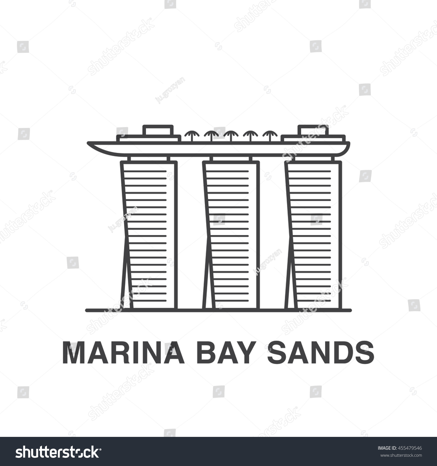 Singapore Marina Bay Sands Line Art Stock Vector Royalty Free