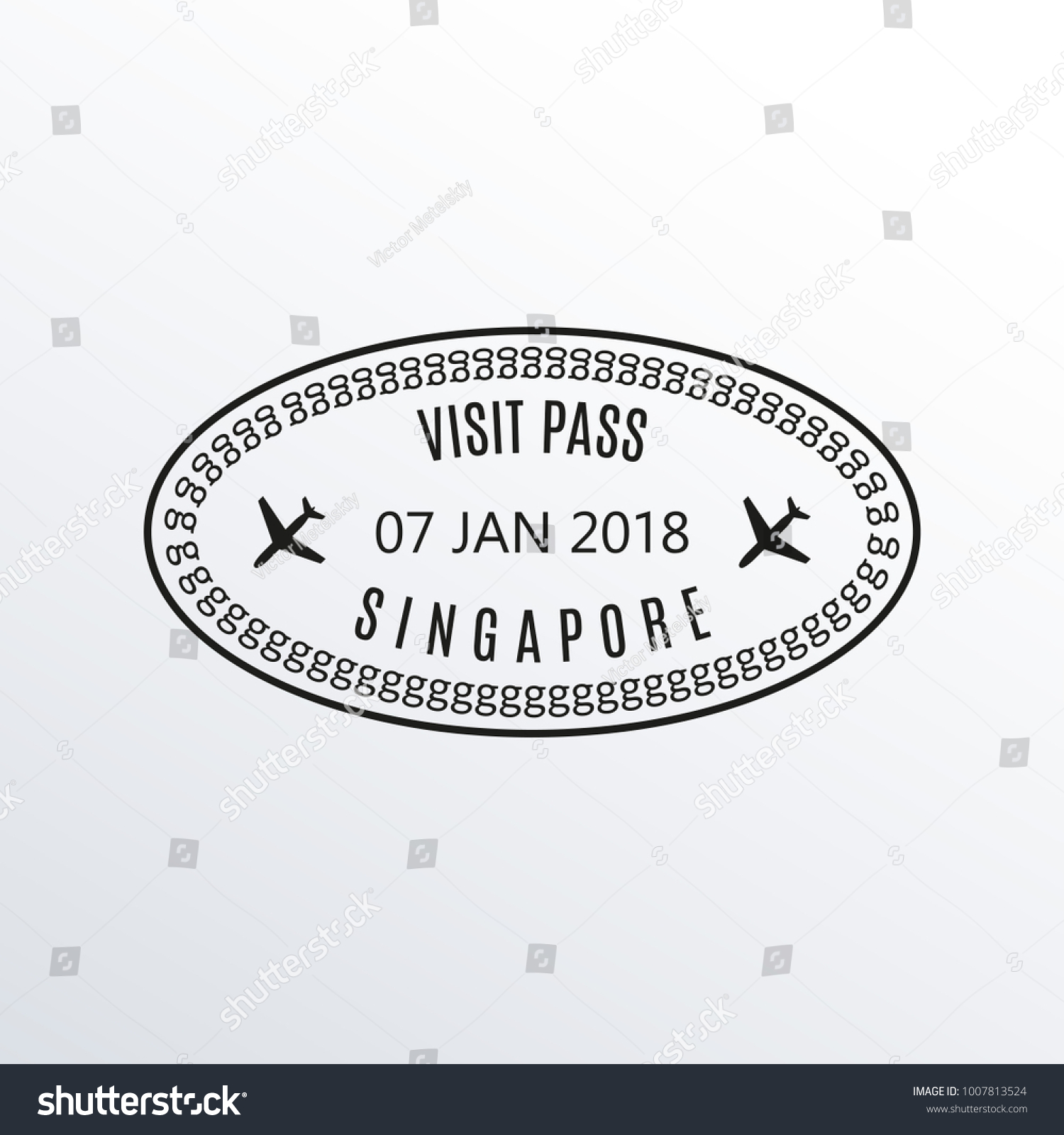 Singapore Passport Stamp Airport Visa Stamp Vector có sẵn (miễn phí