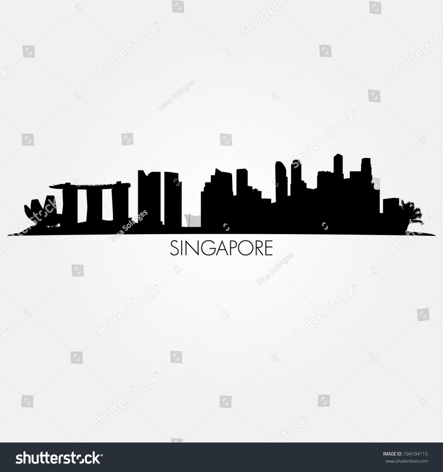 Singapur Vektor Skyline Schwarze Silhouette Der Stock Vektorgrafik Lizenzfrei