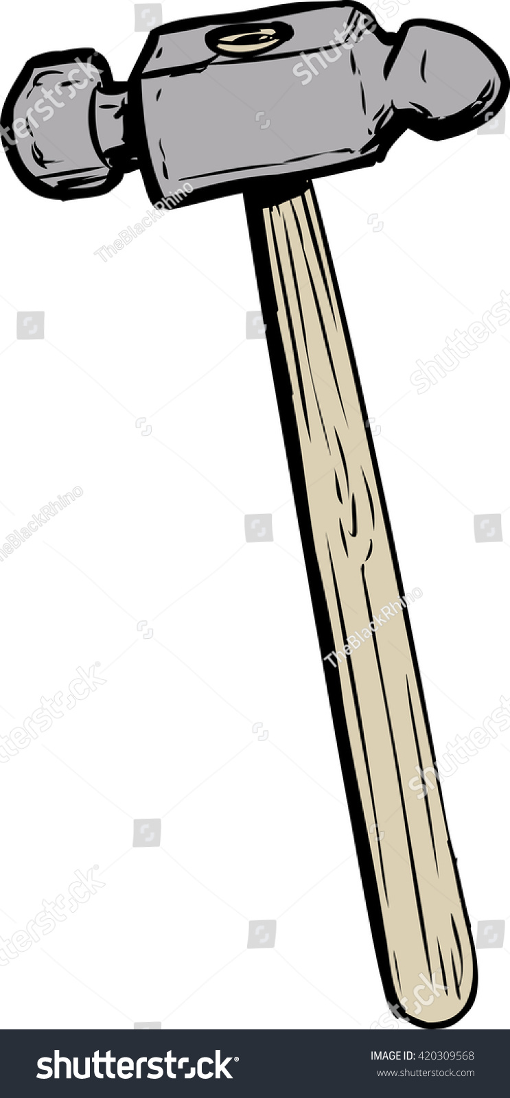 SVG of Single ball pein hammer illustration with wooden handle over isolated white background svg