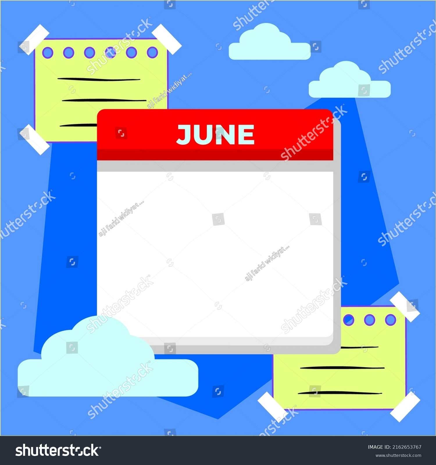 single-blank-calendar-template-june-sticky-stock-vector-royalty-free-2162653767-shutterstock