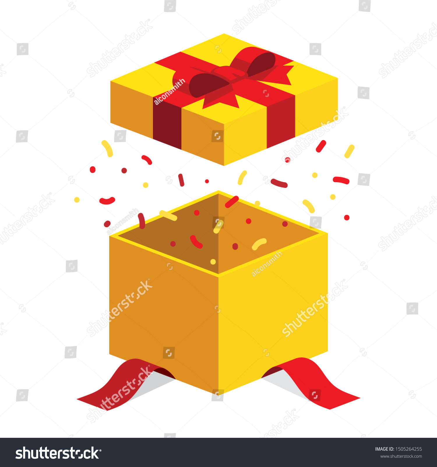 Download Single Bright Yellow Open Giftbox Present Stock Vector Royalty Free 1505264255 Yellowimages Mockups