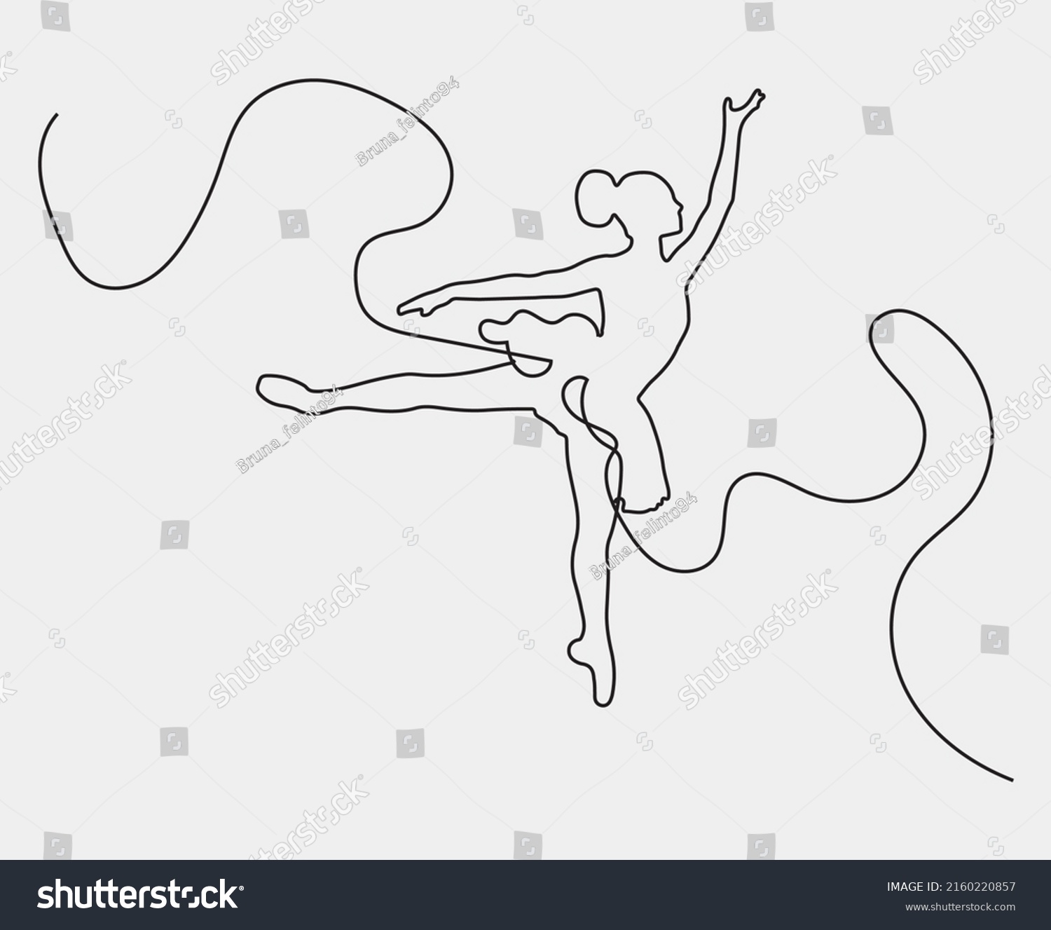 Single Continuous Line Drawing Ballerina Ballet Stock Vector Royalty Free 2160220857 