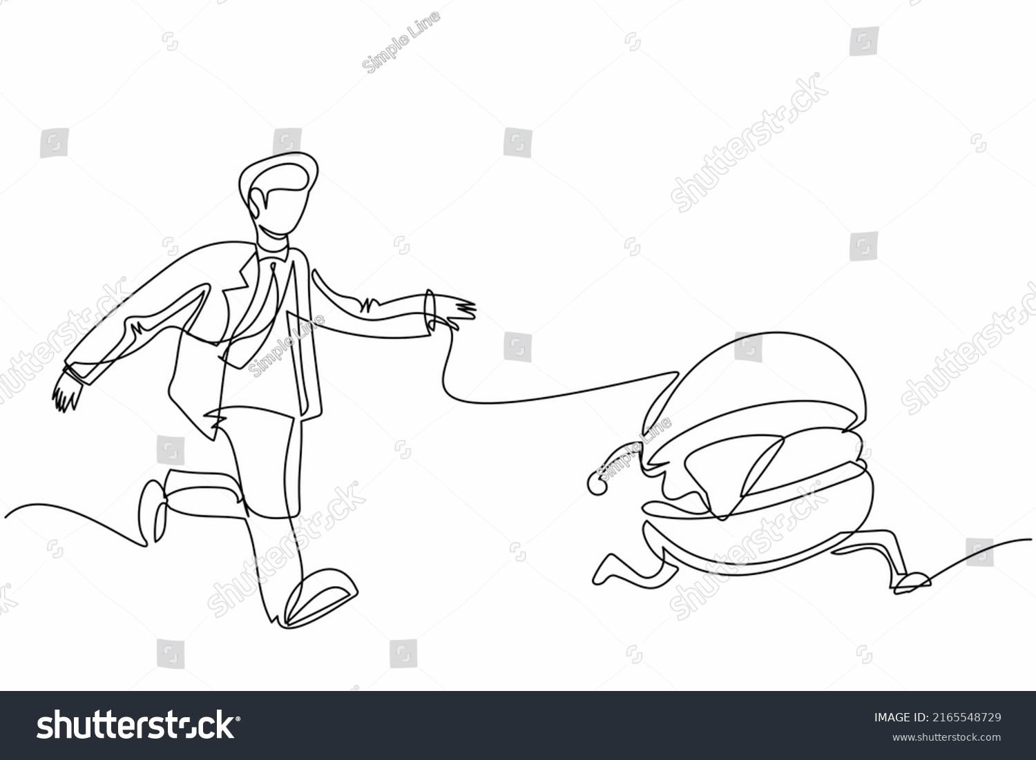 Single Continuous Line Drawing Businessman Run Stock Vector (Royalty ...