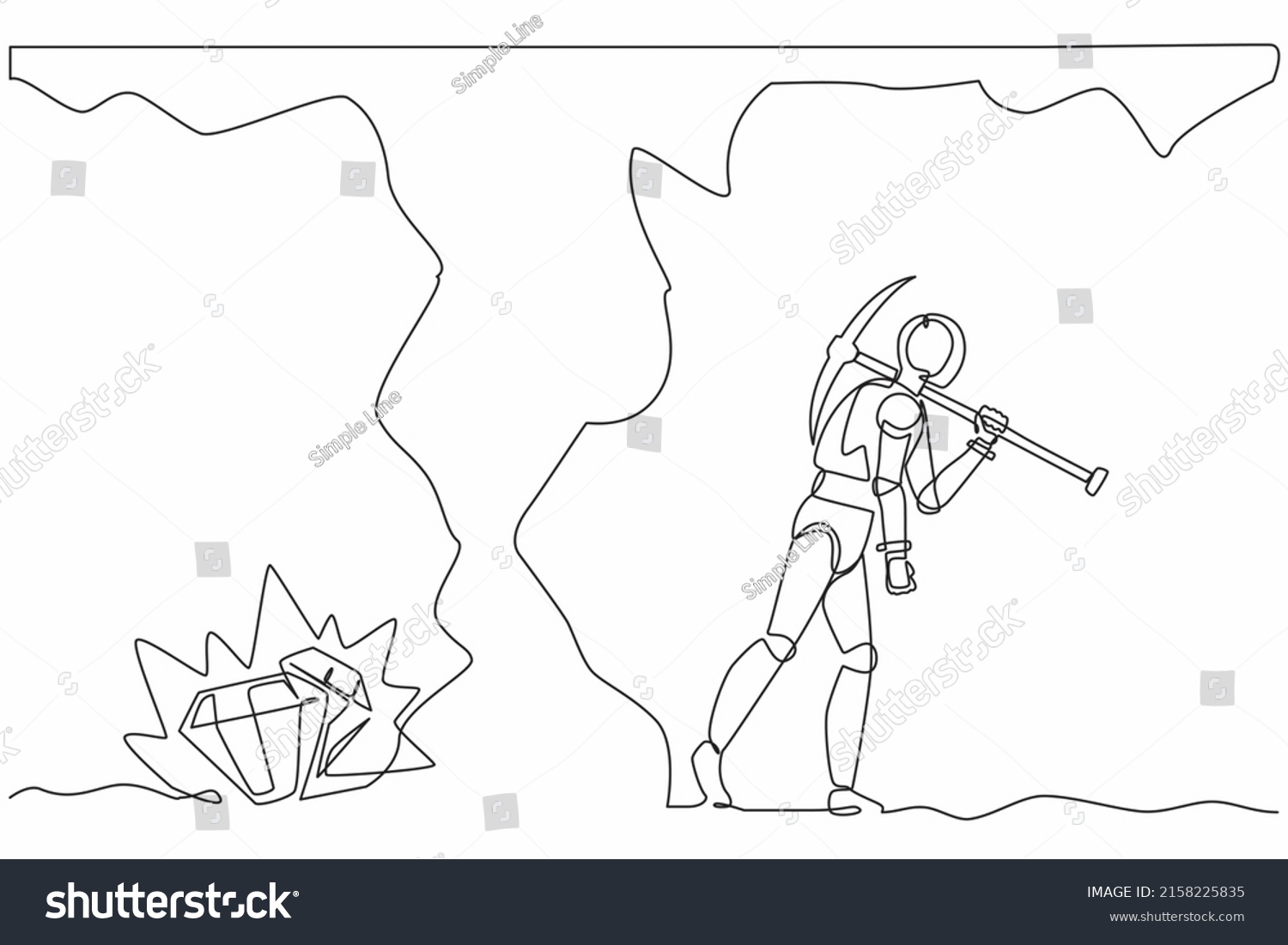 Single Continuous Line Drawing Robot Gives Stock Vector Royalty Free