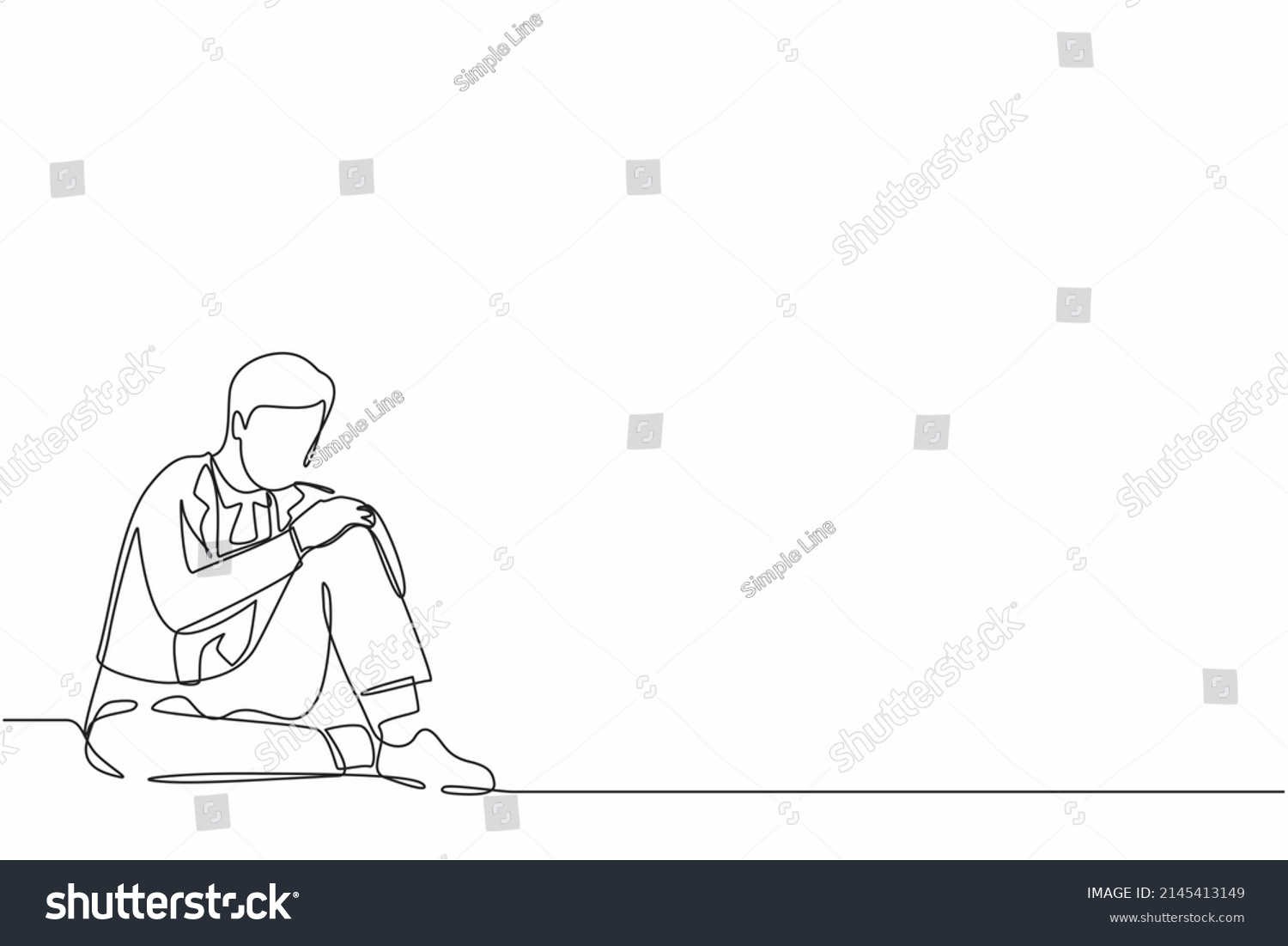 Single Continuous Line Drawing Very Sad Stock Vector (Royalty Free ...