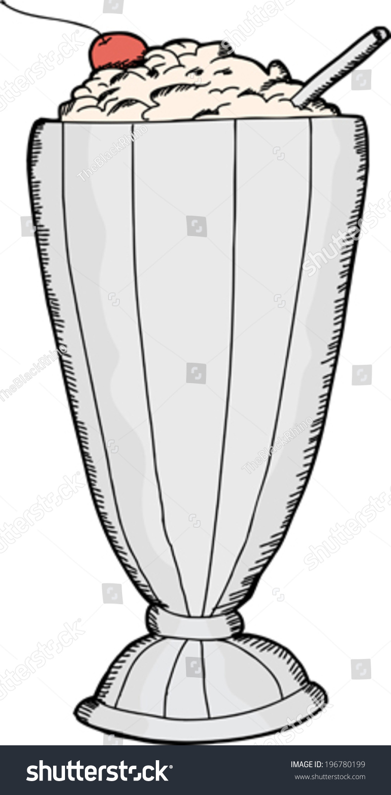 black and white milkshake with cherry clip art preview