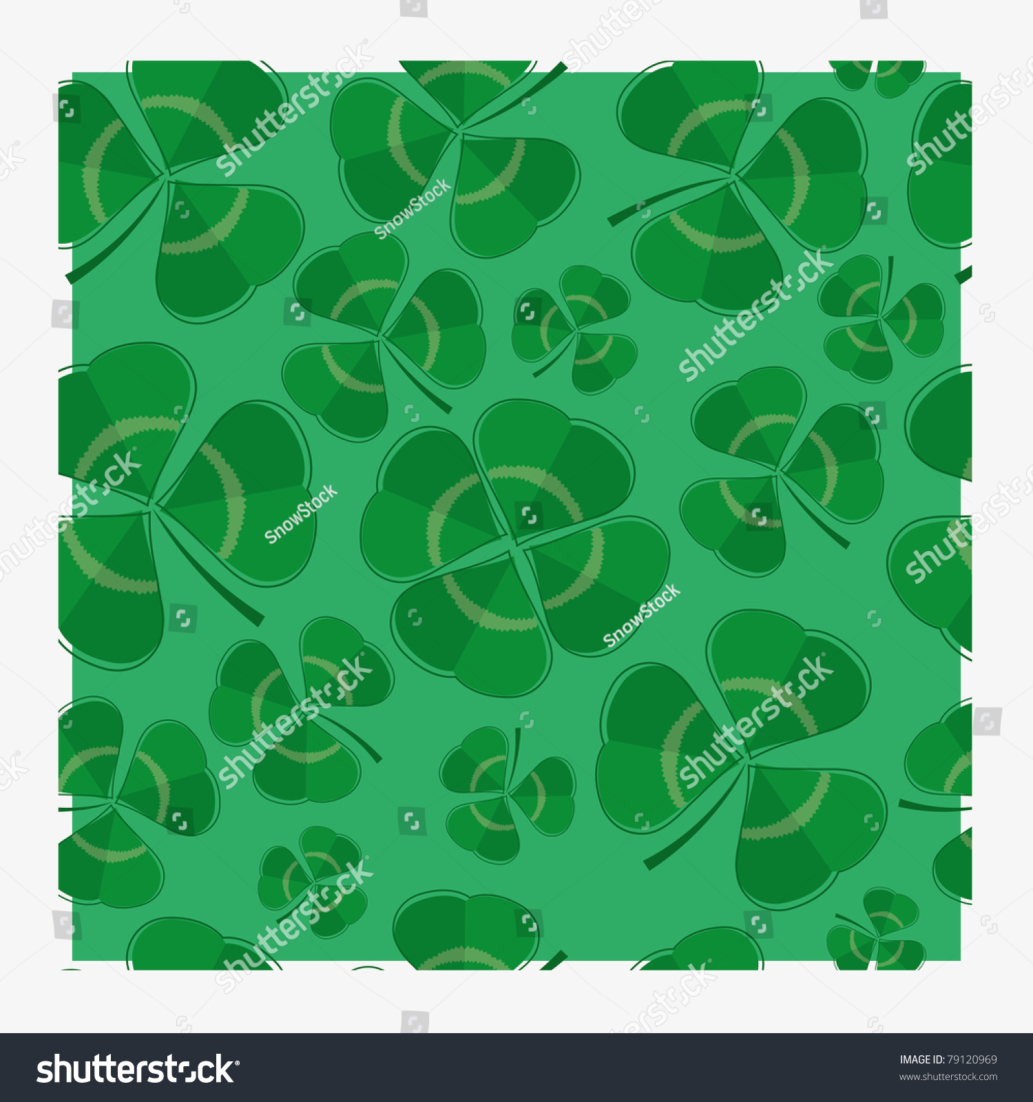 Single-Layered Clover Repeat Pattern With Central Four Leaf Clover ...