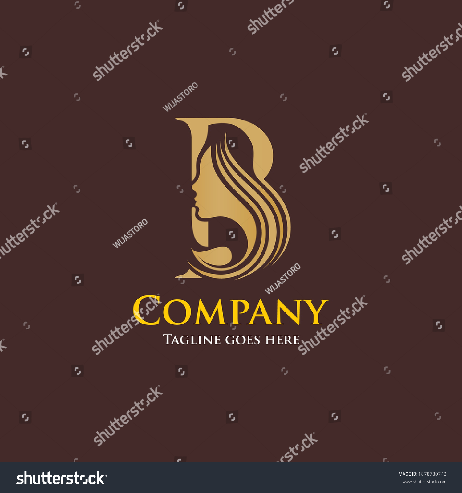 Single Letter B Woman Hair Face Stock Vector (Royalty Free) 1878780742