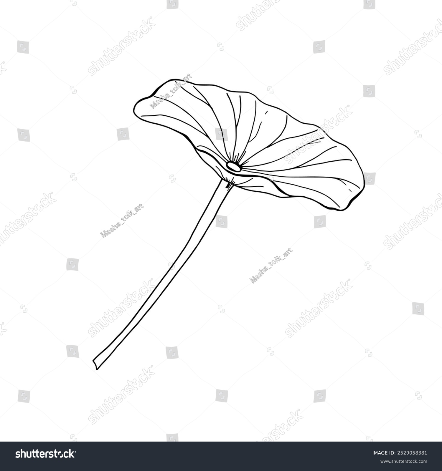 recommend clip art: Single lotus leaf hand drawn vector realistic graphic sketch illustration. Black and white drawing of water lily leaf. Monochrome plant for create floral decor, coloring book..