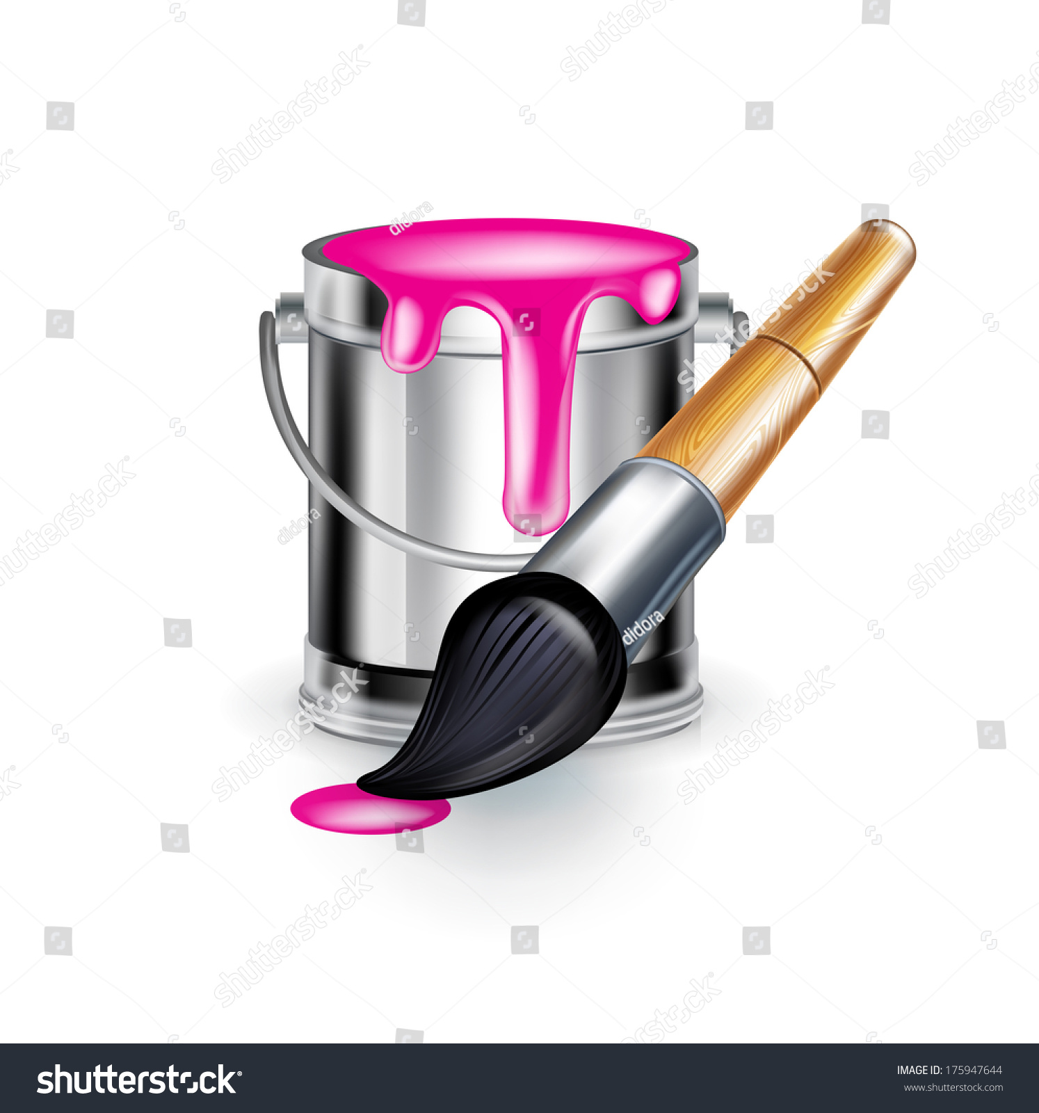 Single Magenta Paint Bucket Paint Brush Stock Vector 175947644 ...