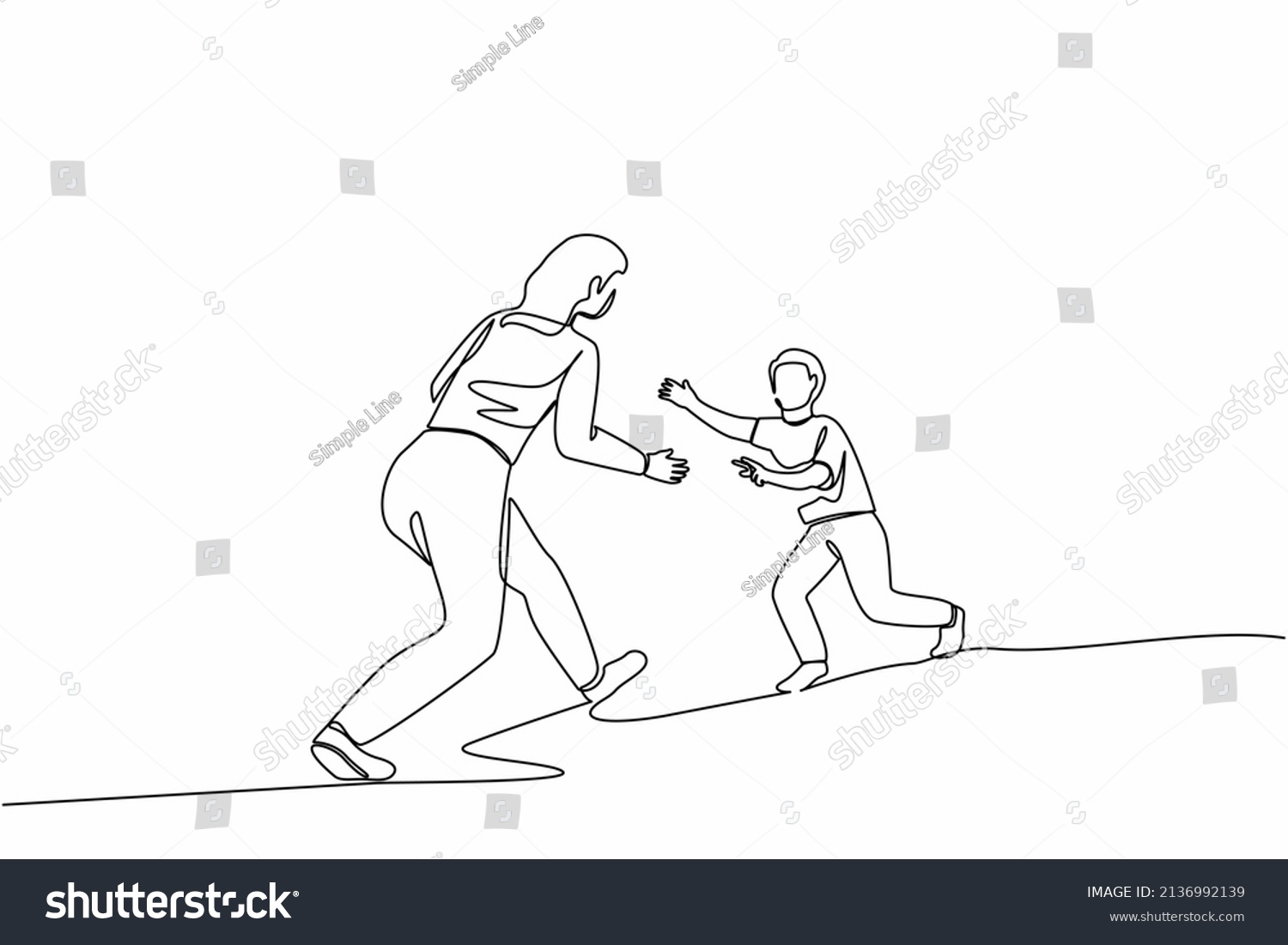 Single One Line Drawing Boy Running Stock Vector (Royalty Free ...