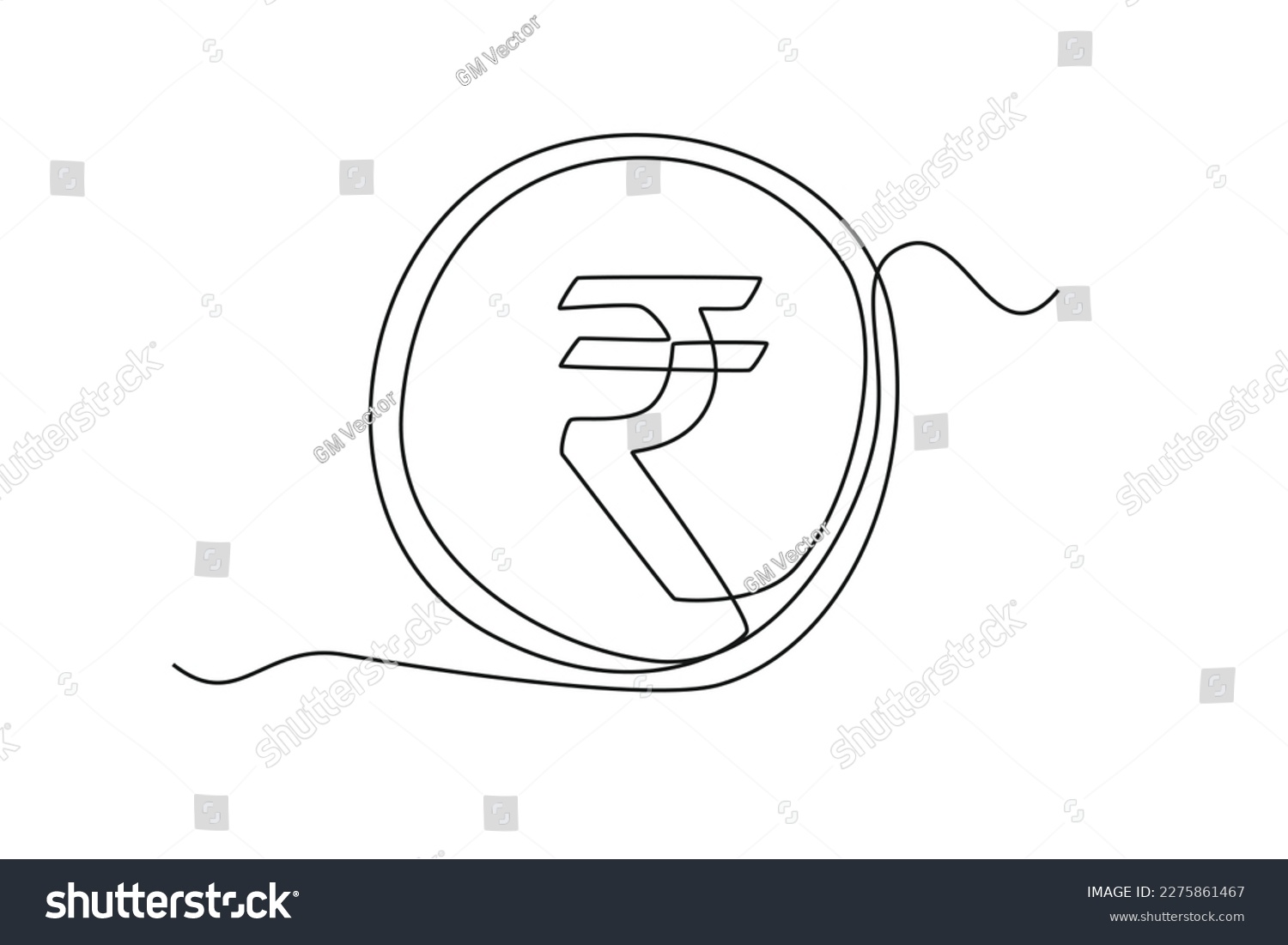 SVG of Single one-line drawing rupee coin currency from India. Country currency concept continuous line draw design graphic vector illustration svg