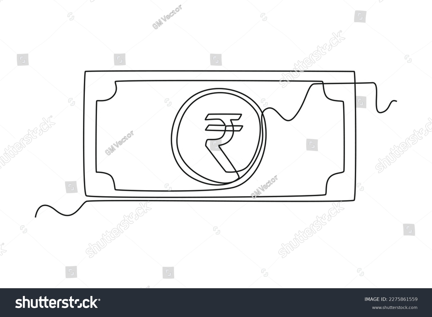 SVG of Single one-line drawing rupee coin currency from India. Country currency concept continuous line draw design graphic vector illustration svg