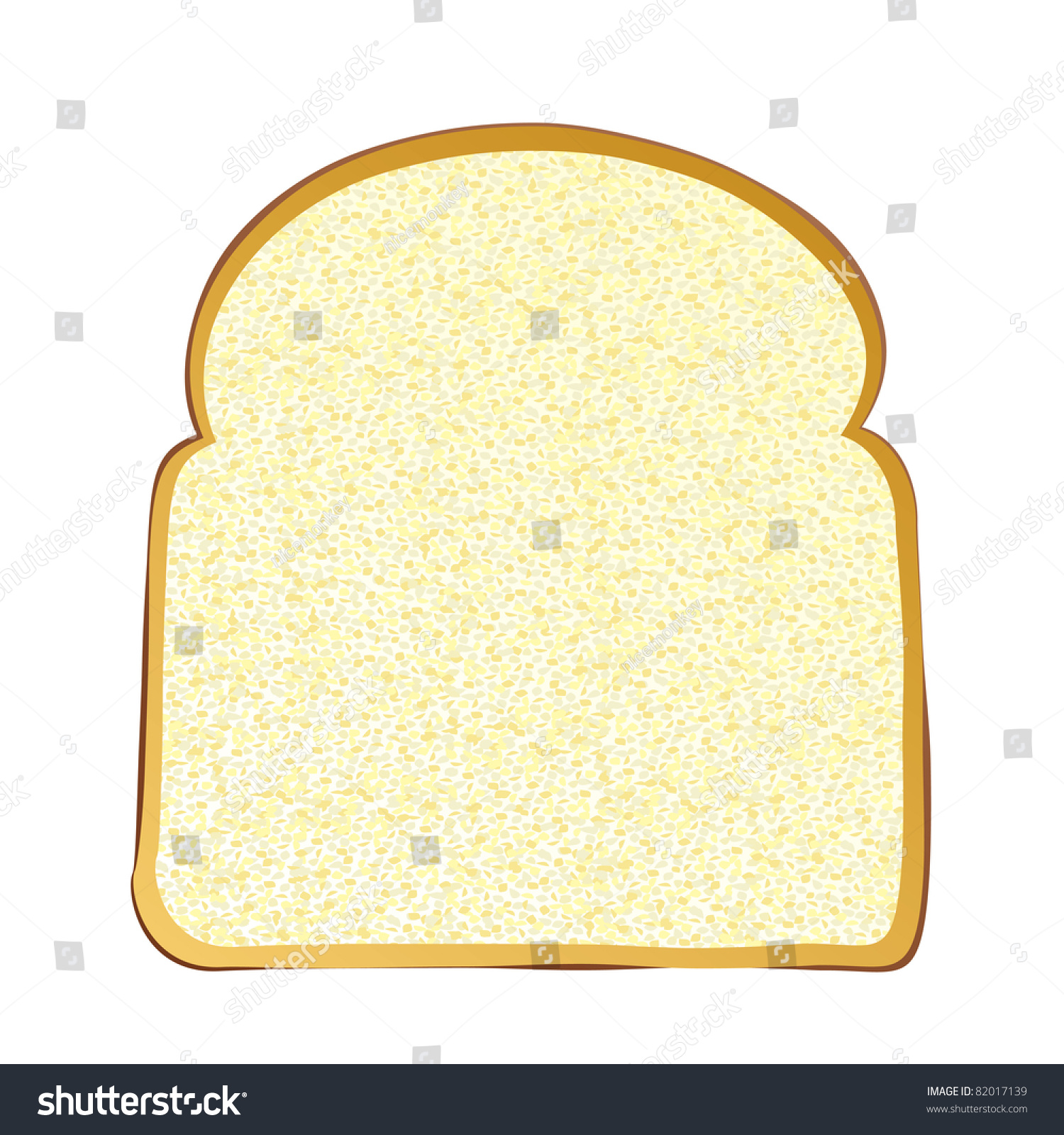 Single Slice Of Wholemeal White Bread With Crust Stock Vector ...