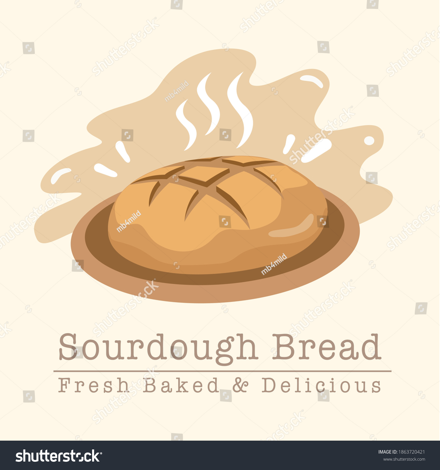 Single Sourdough Breaddelicious Fresh Bread On Stock Vector (Royalty ...