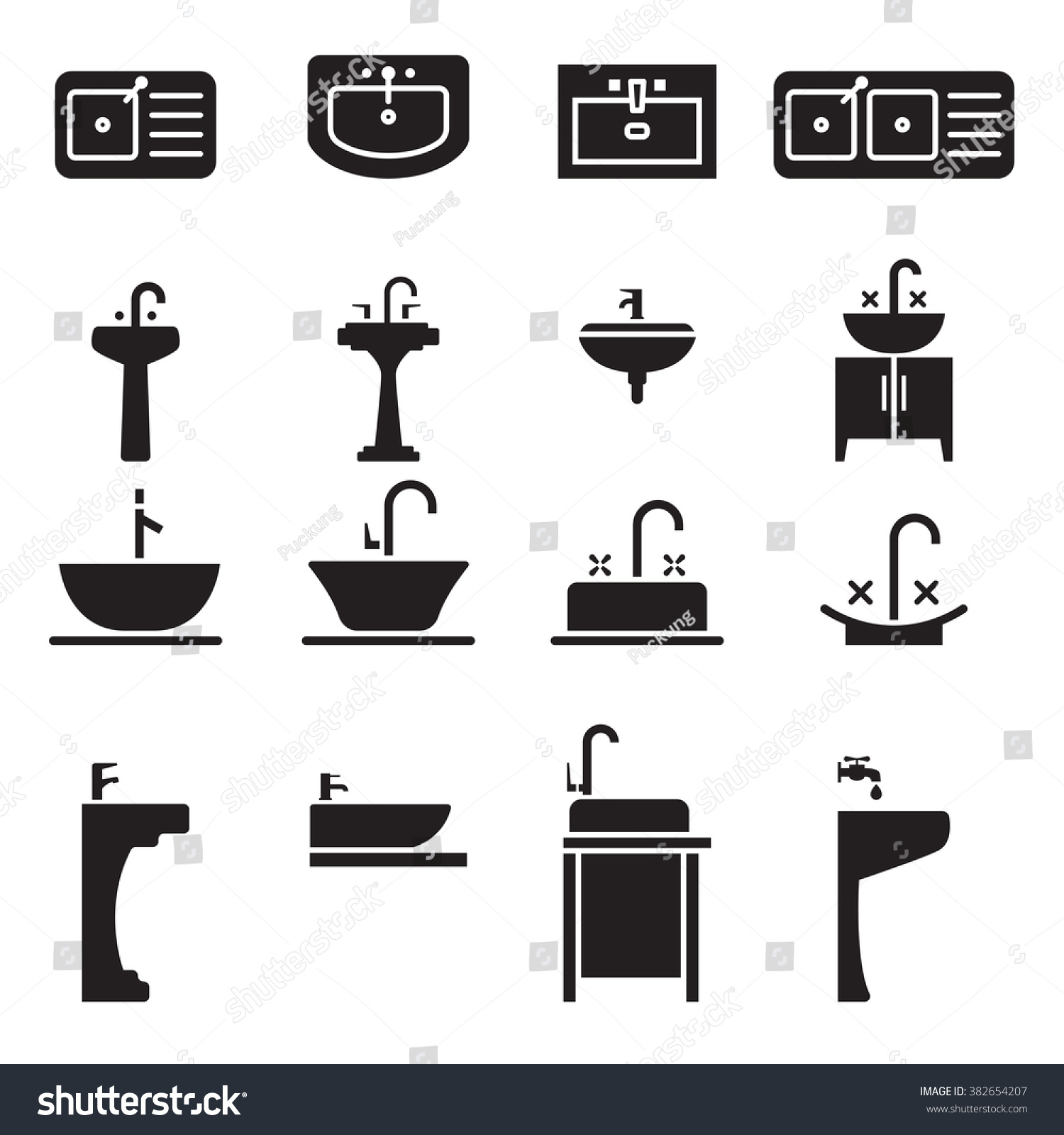 Sink Icon Set Stock Vector 382654207 - Shutterstock