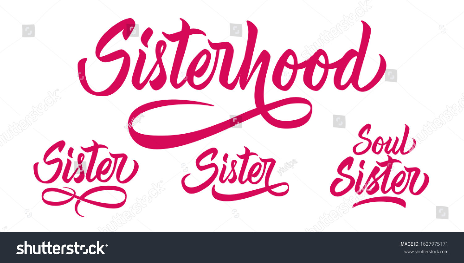 SVG of Sisterhood, Sister, Soul Sister - hand lettering inscription with rays on pink background for banners, posters, t-shirts, bags, mugs, cards, posters. Vector. svg