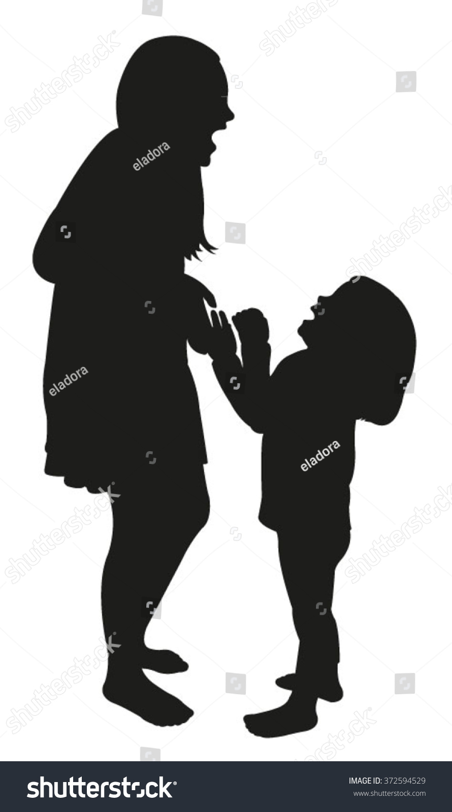 Sisters Playing Silhouette Vector Stock Vector (Royalty Free) 372594529 ...