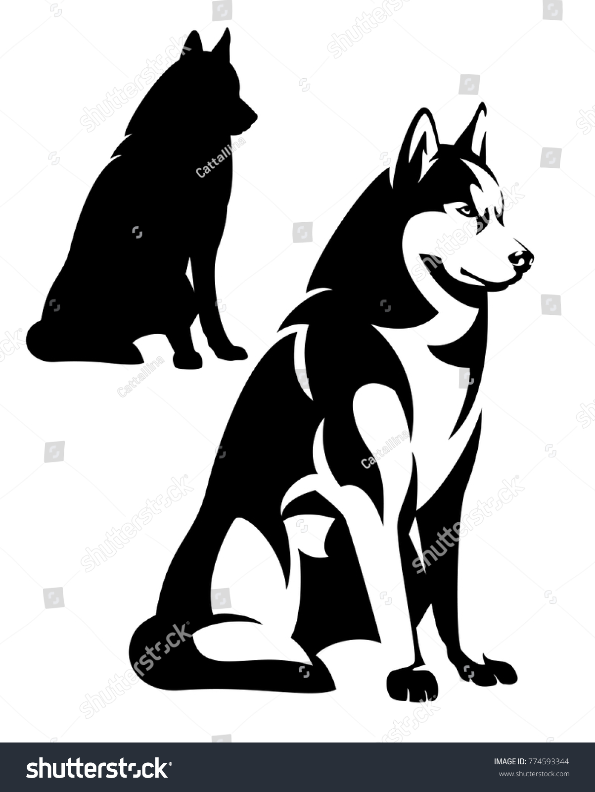 sitting husky dog simple black white stock vector royalty free 774593344 https www shutterstock com image vector sitting husky dog simple black white 774593344