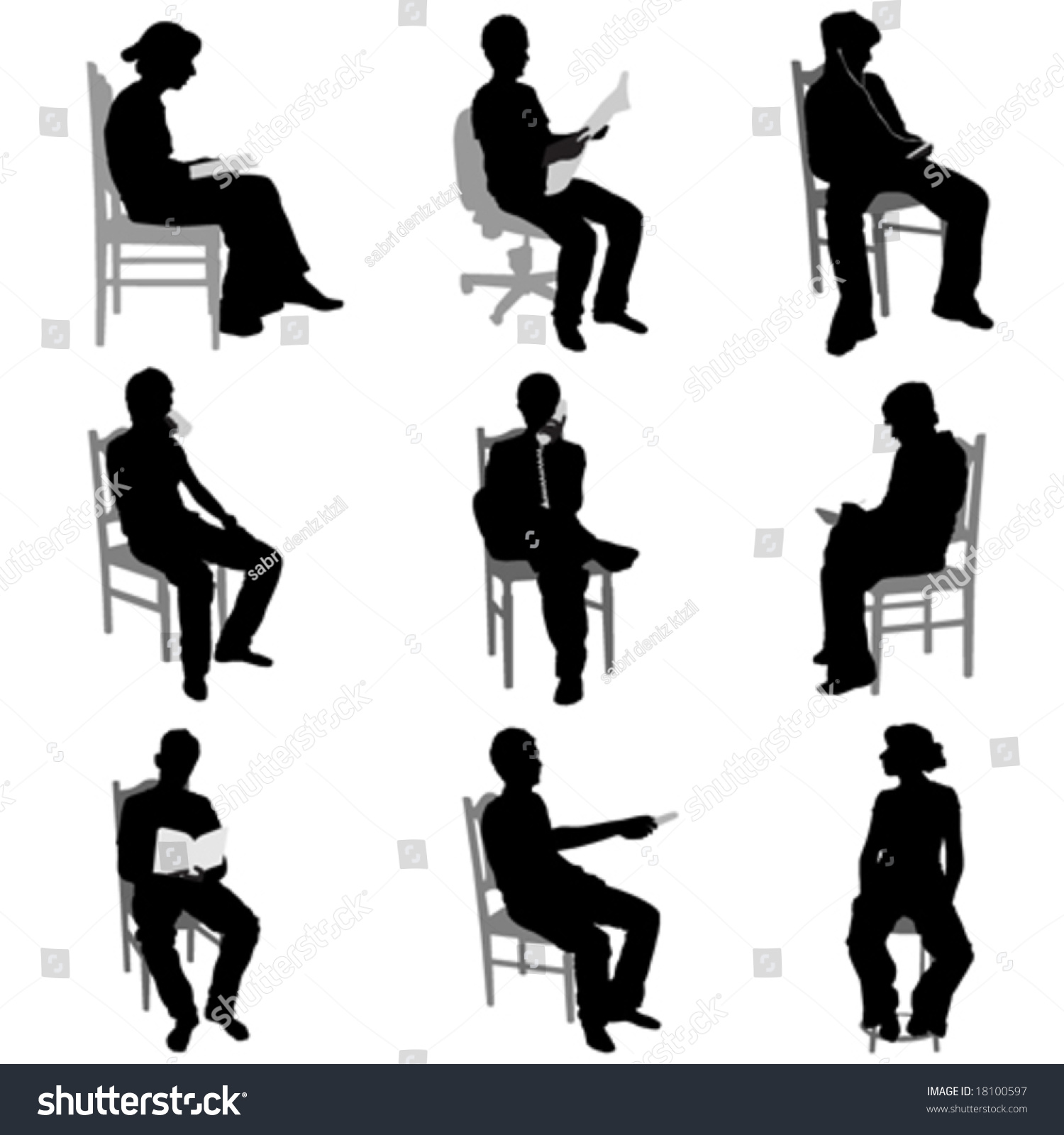 Sitting People Stock Vector 18100597 - Shutterstock