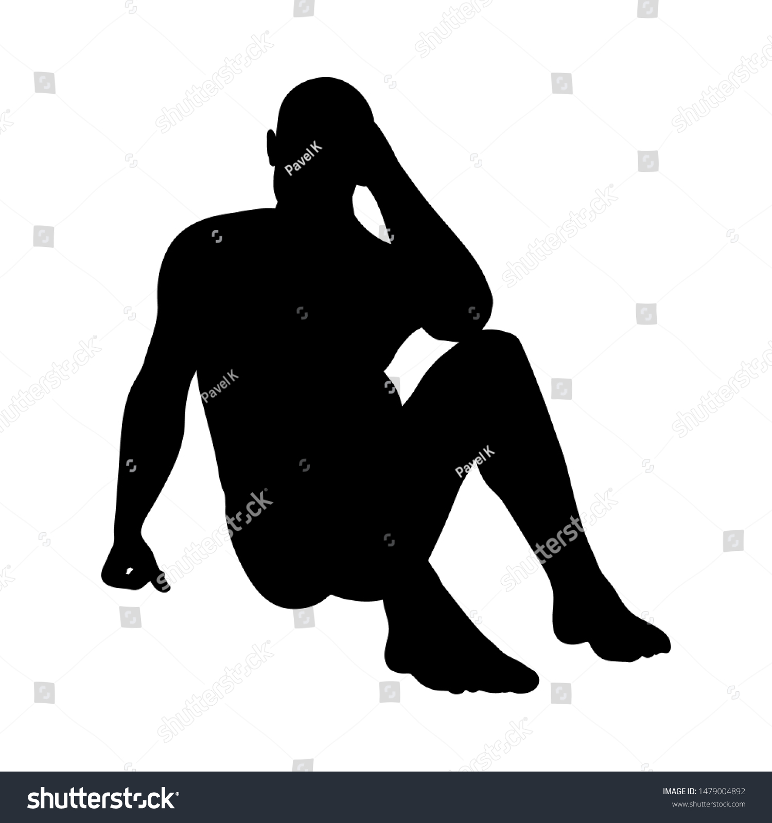 Sitting Pose Man Silhouette Very Smooth: เวกเตอร์สต็อก (ปลอดค่า ...