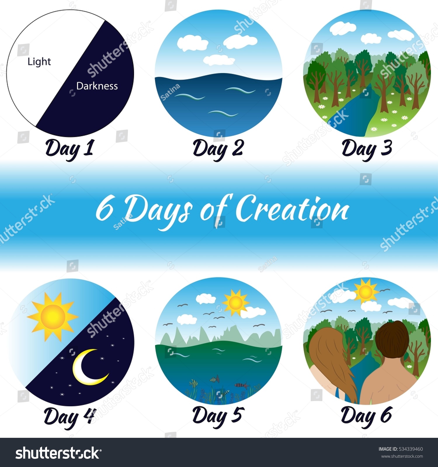 Six Days Creation Bible Creation Story Stock Vector 534339460