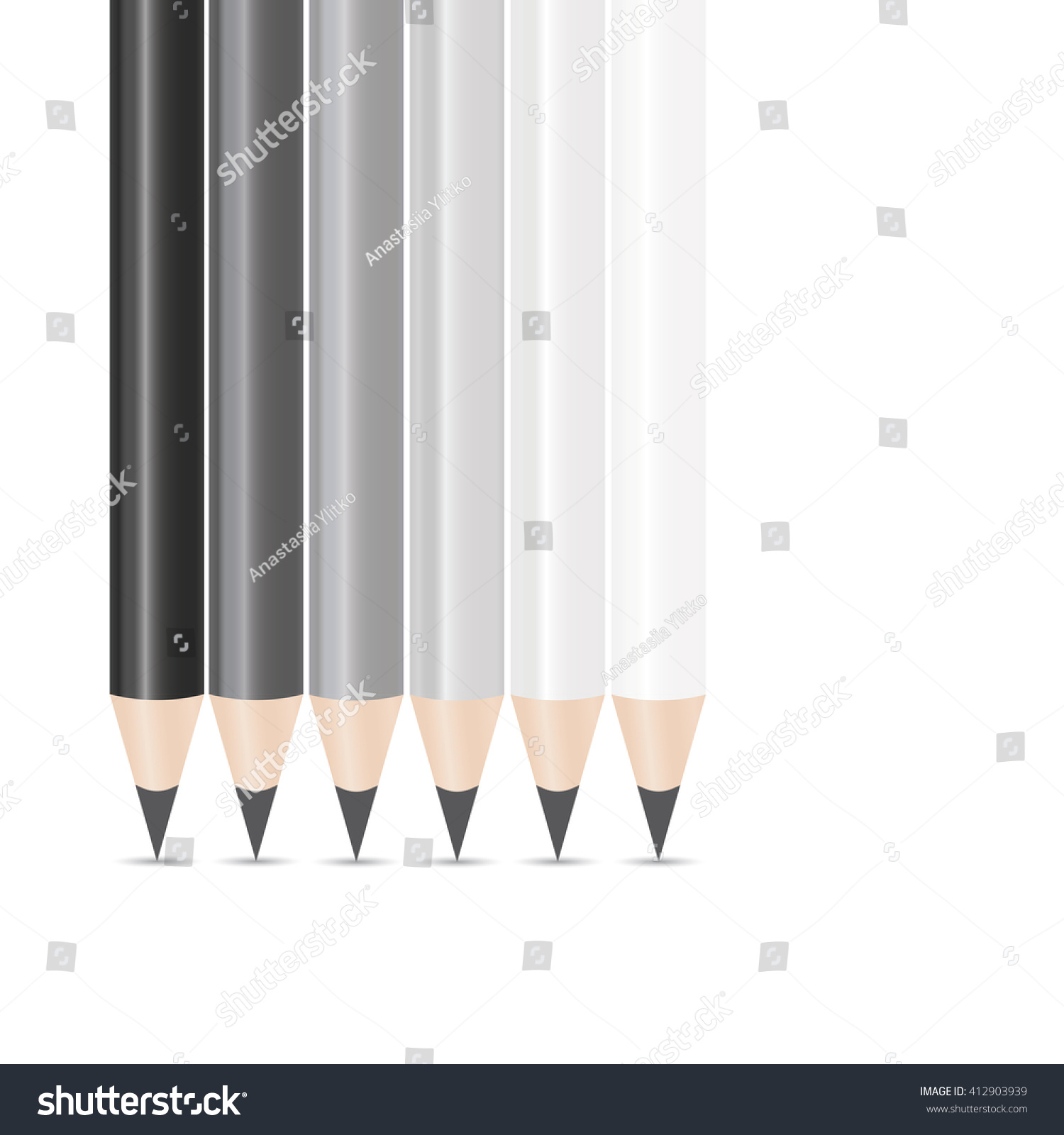 Six pencils different shades grey stock vector royalty free 412903939