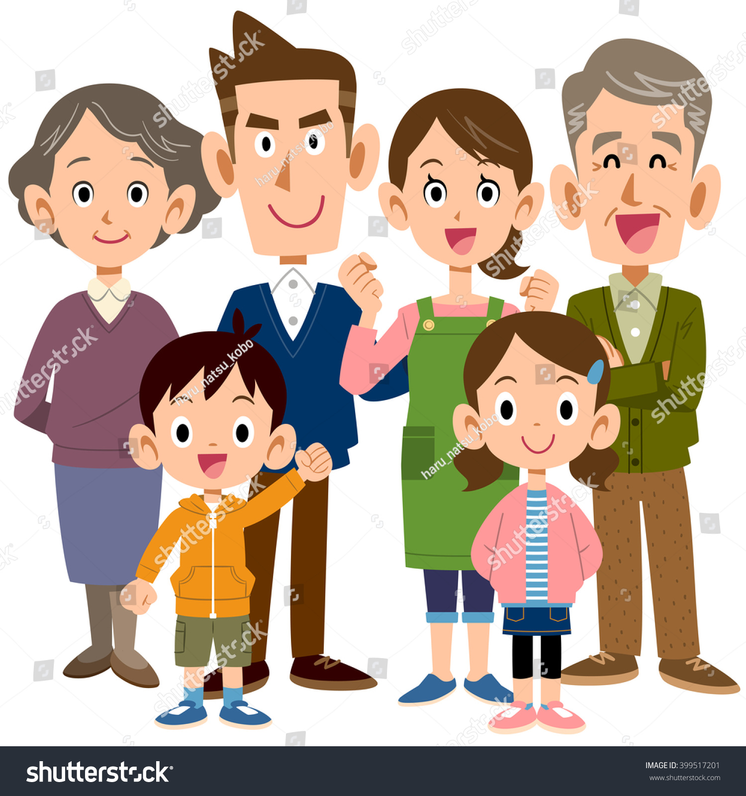 Six People Family Three Generations Stock Vector (Royalty Free ...