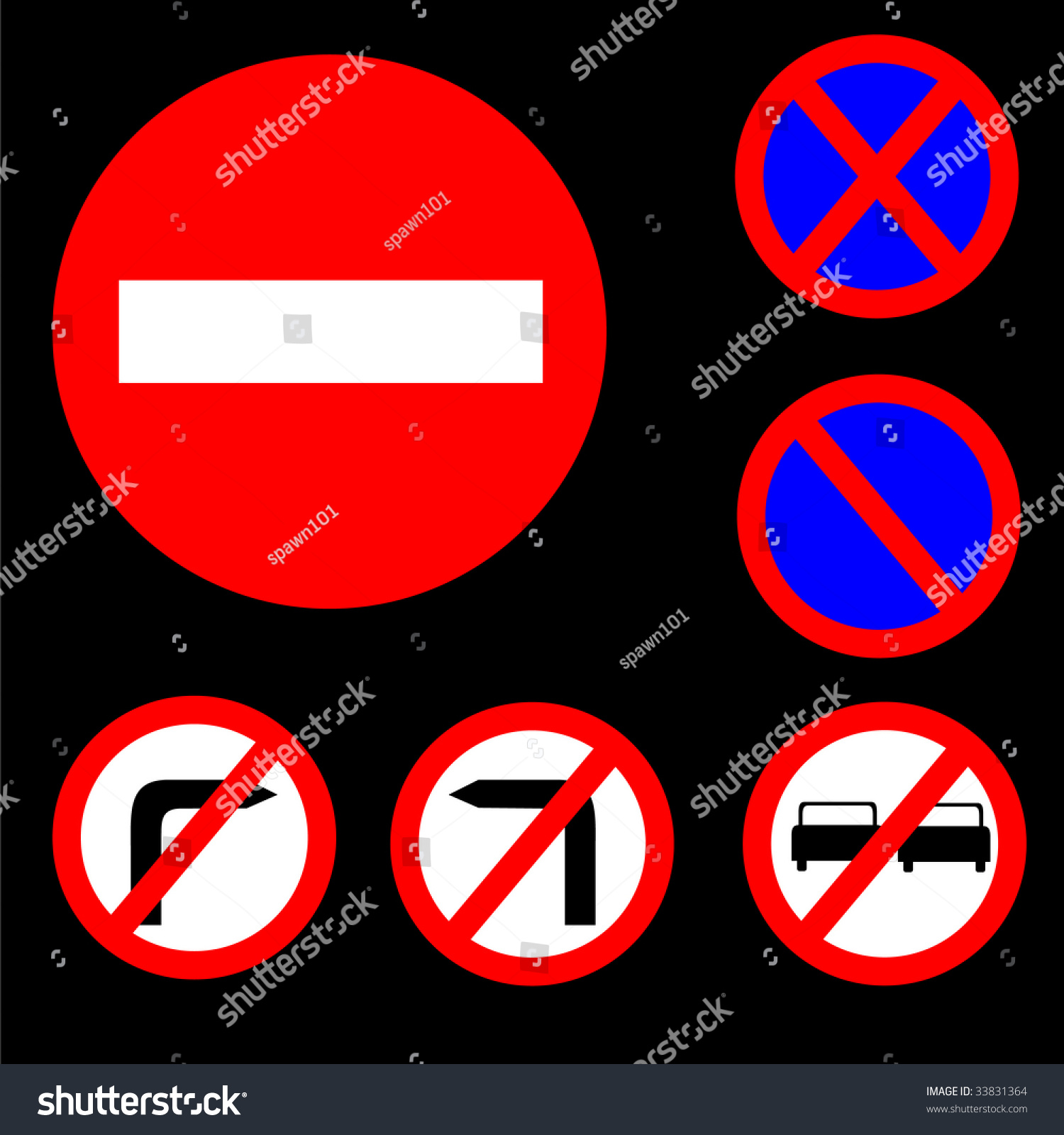 Six Round Prohibitory Red White Blue Stock Vector Royalty Free