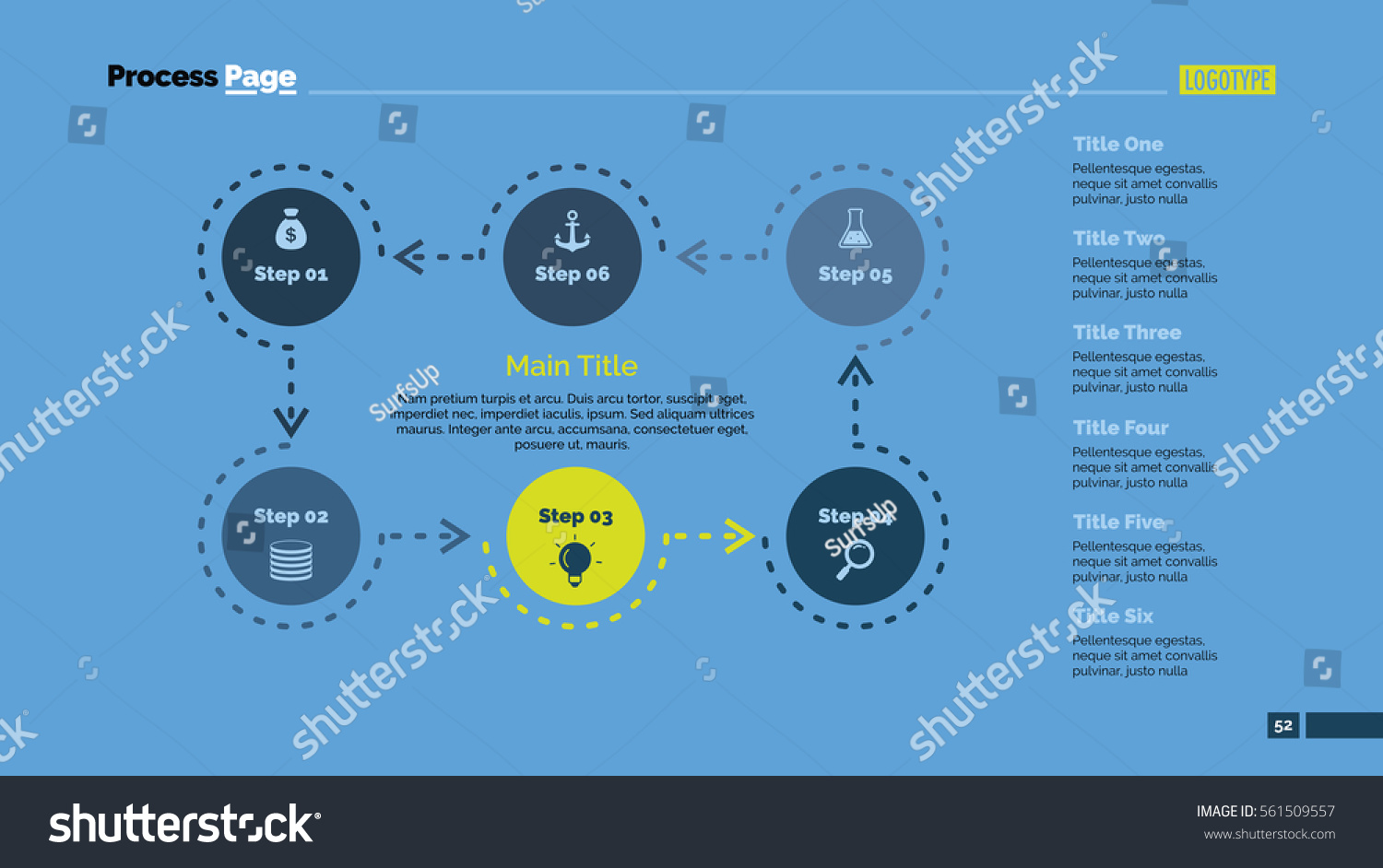 Six Steps Cycle Slide Template Stock Vector (royalty Free) 561509557 