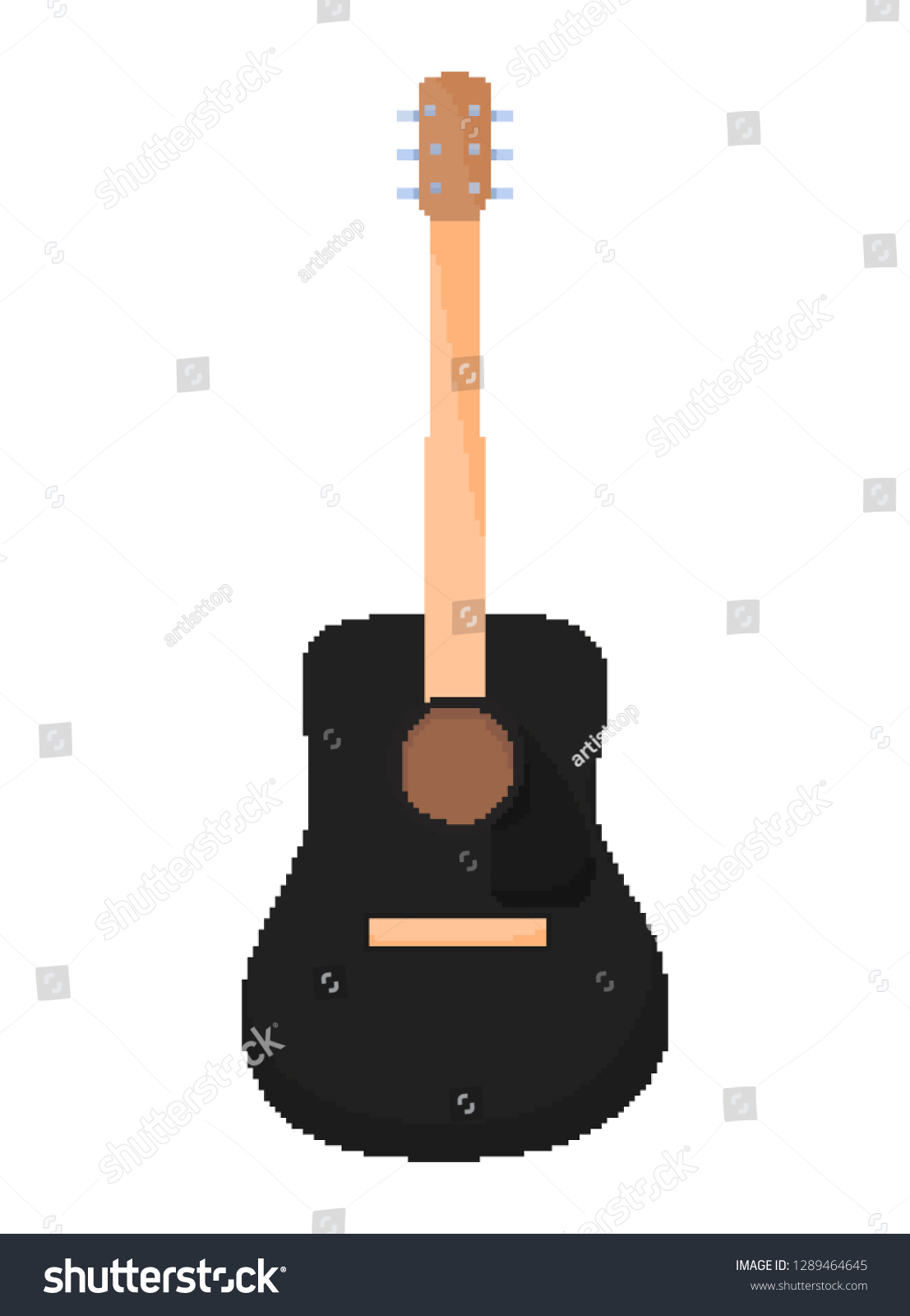 Six String Acoustic Guitar Pixel Art Stock Vector Royalty Free 1289464645