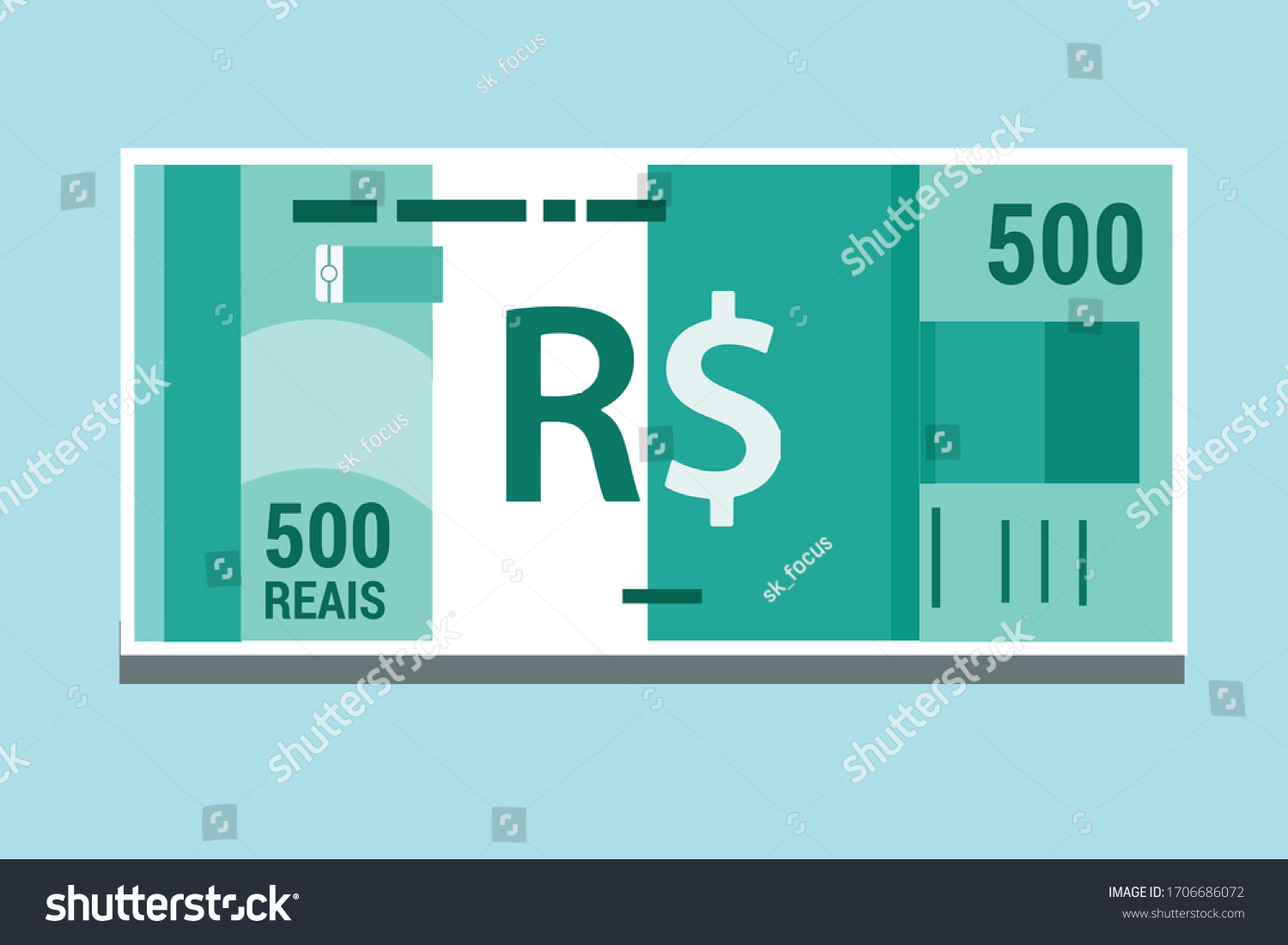 SVG of SK: 500 Brazilian Real Banknotes money vector icon logo illustration and design. Brazil currency, business, payment and finance element. Can be used for web, mobile, infographic, and print. svg