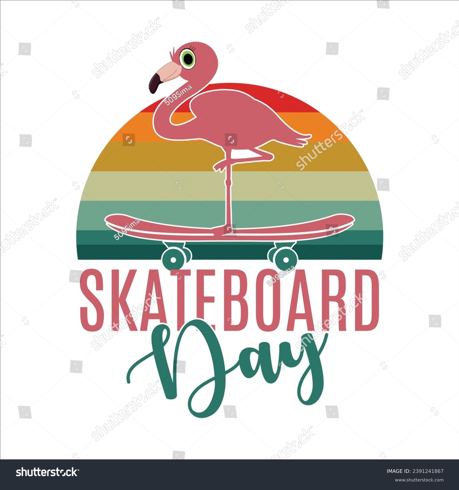 SVG of SKATEBOARD DAY-Flamingo T-shirt DESIGN -Flamingo RETRO DESIGN svg