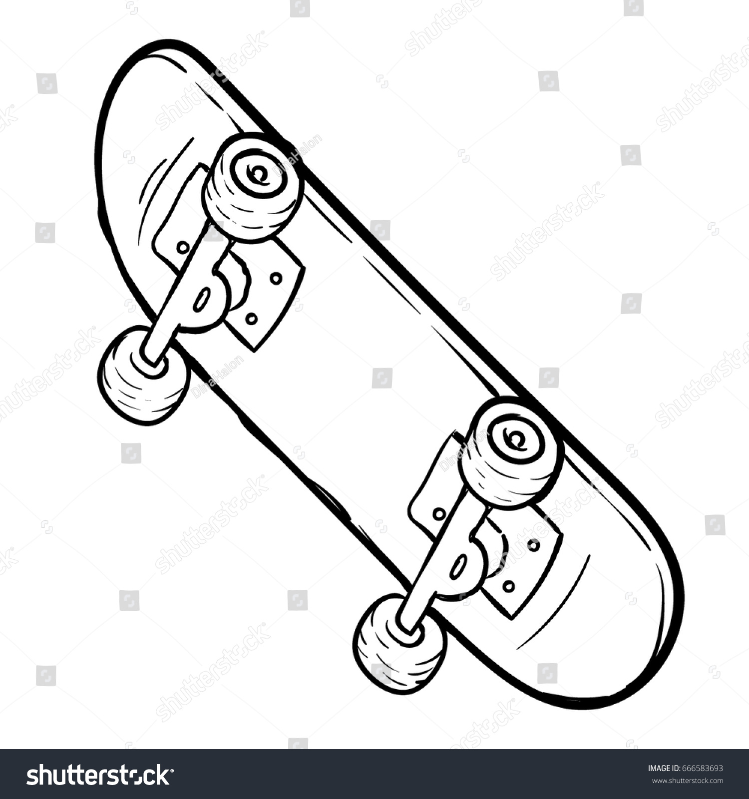 Skateboard Hand Drawn Sketch Stock Vector 666583693 - Shutterstock