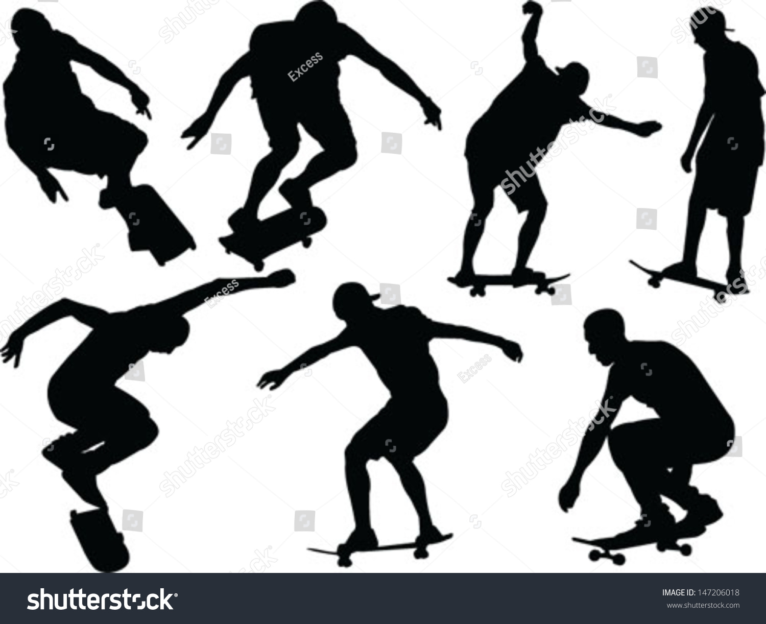 Skateboard Silhouette Vector Stock Vector 147206018 - Shutterstock