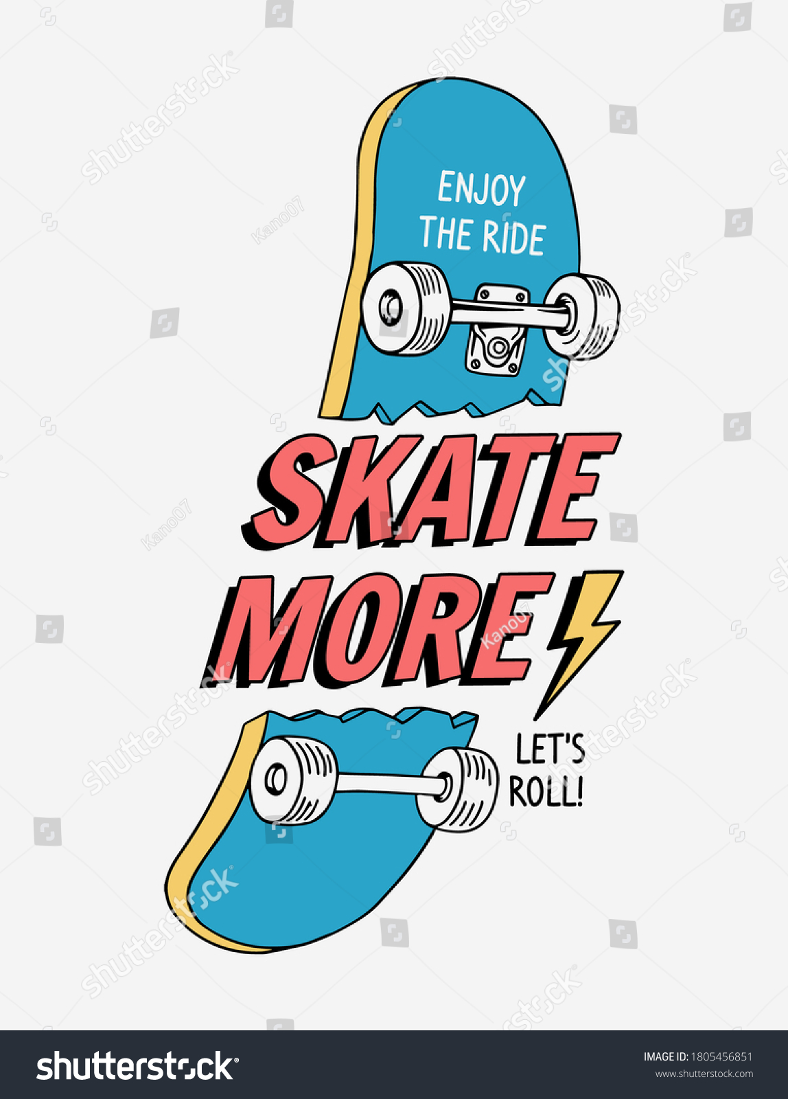 Skateboard Vector Illustrations Cool Slogans Tshirt Stock Vector ...