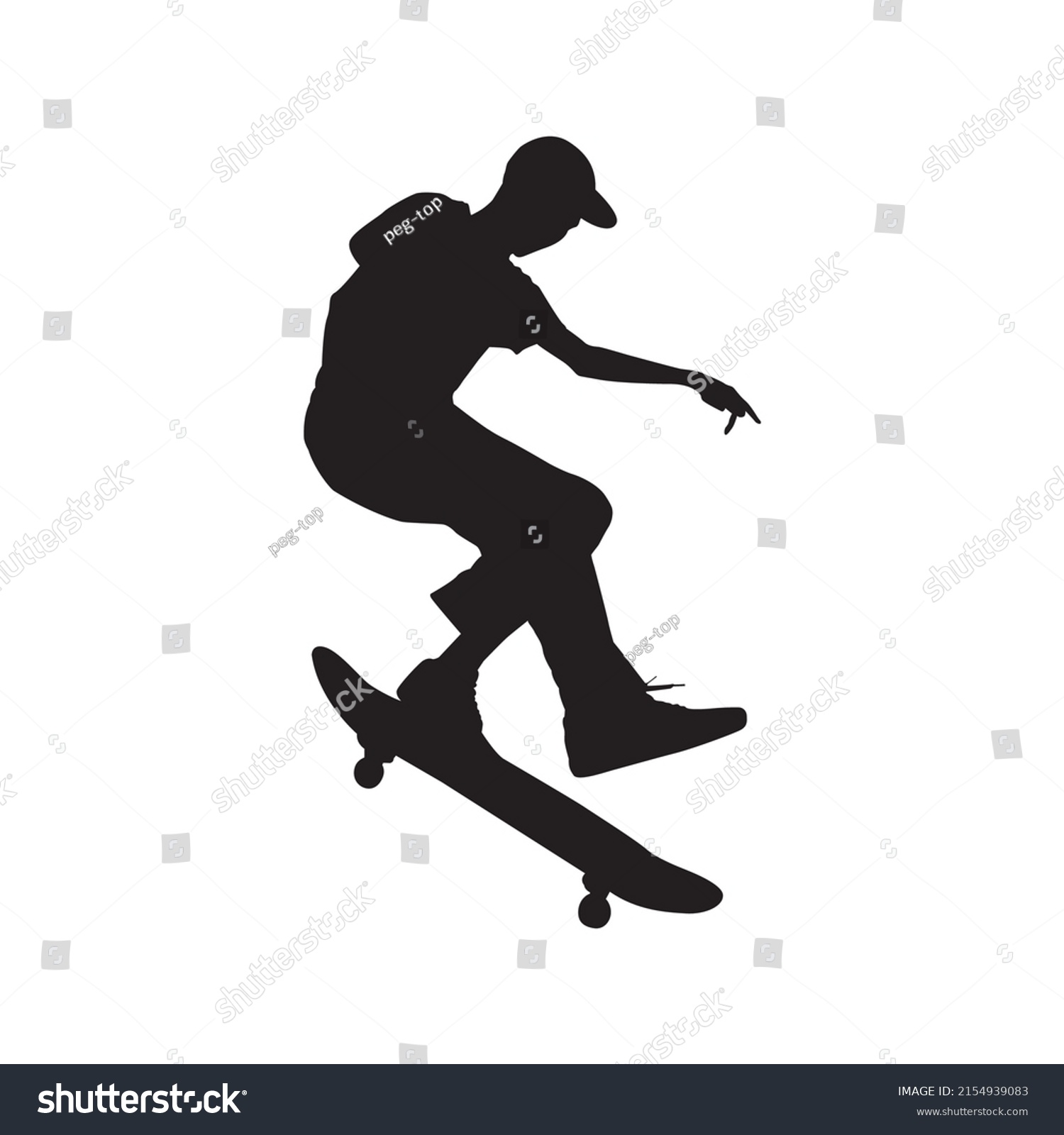 Skateboarder Black Silhouette Athlete Skateboarder Jump Stock Vector Royalty Free