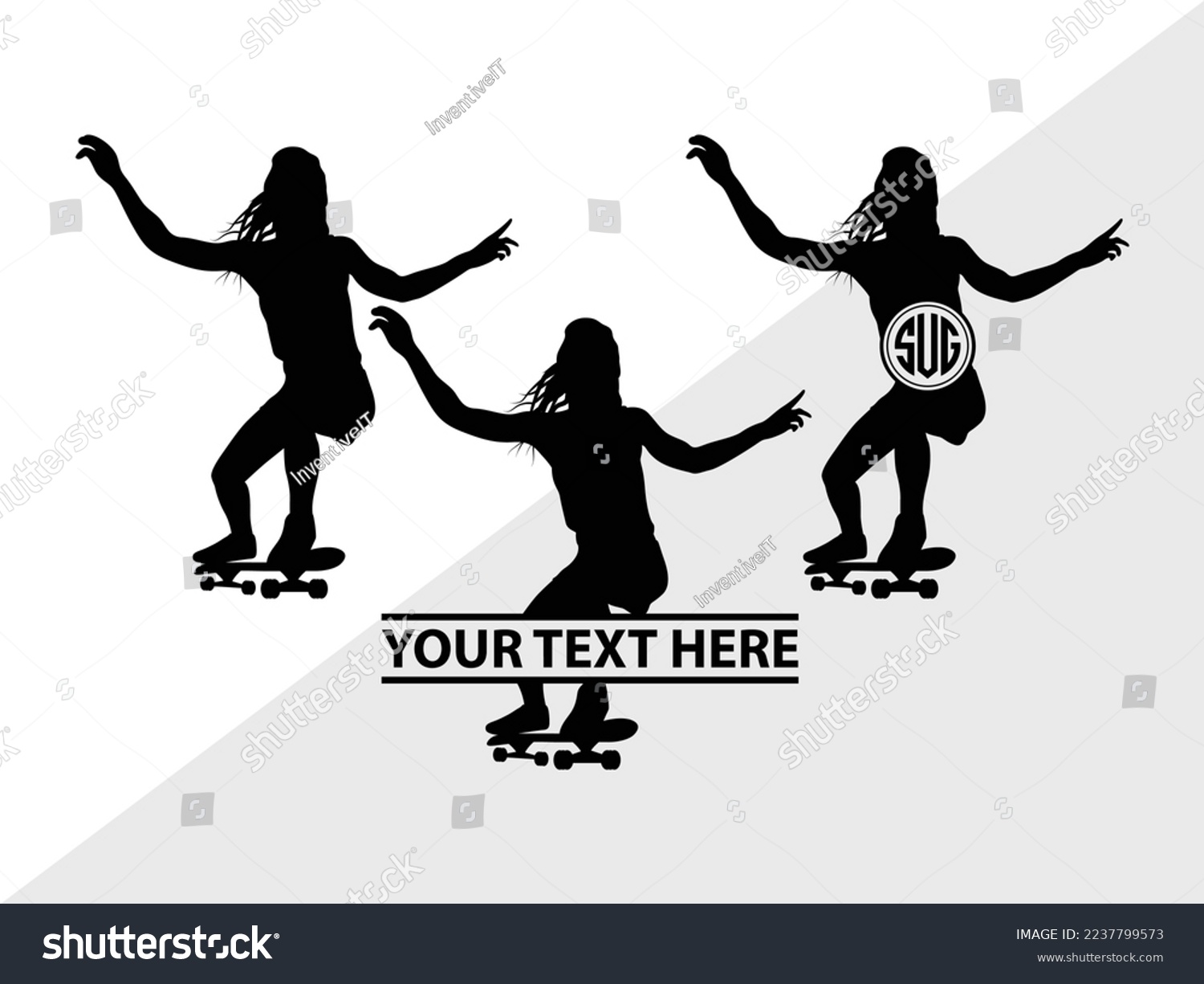 SVG of Skateboarding Monogram Vector Illustration Silhouette svg