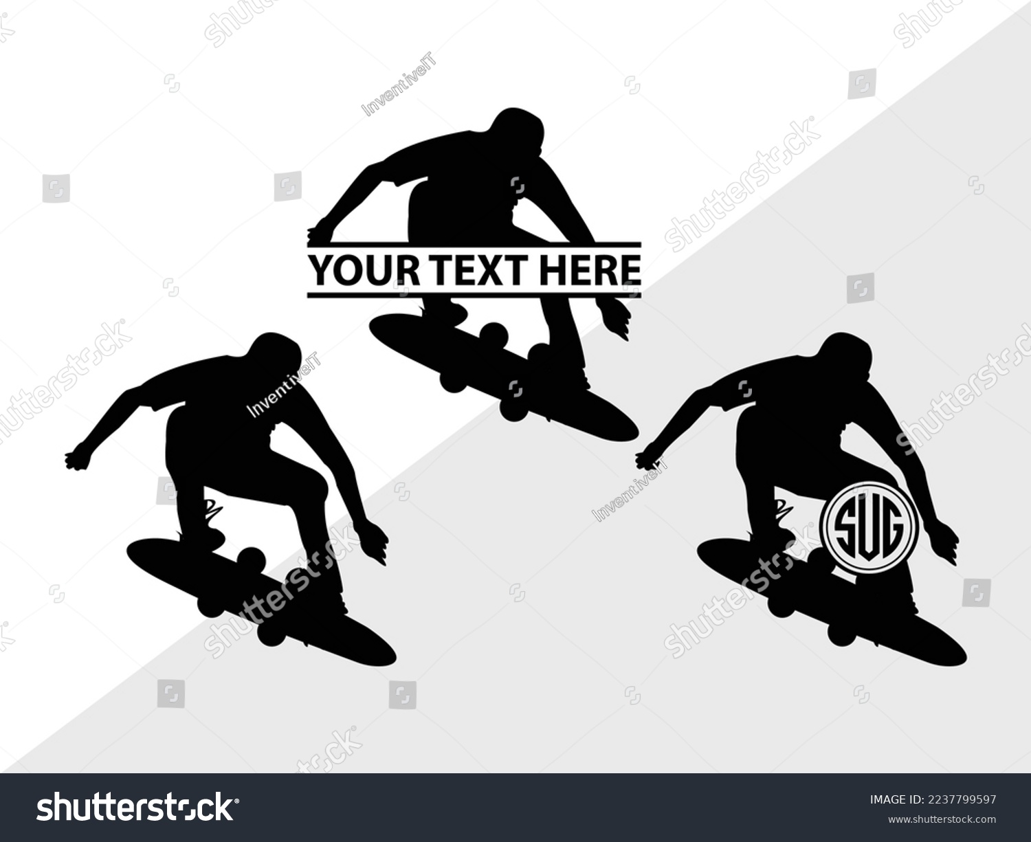 SVG of Skateboarding Monogram Vector Illustration Silhouette svg