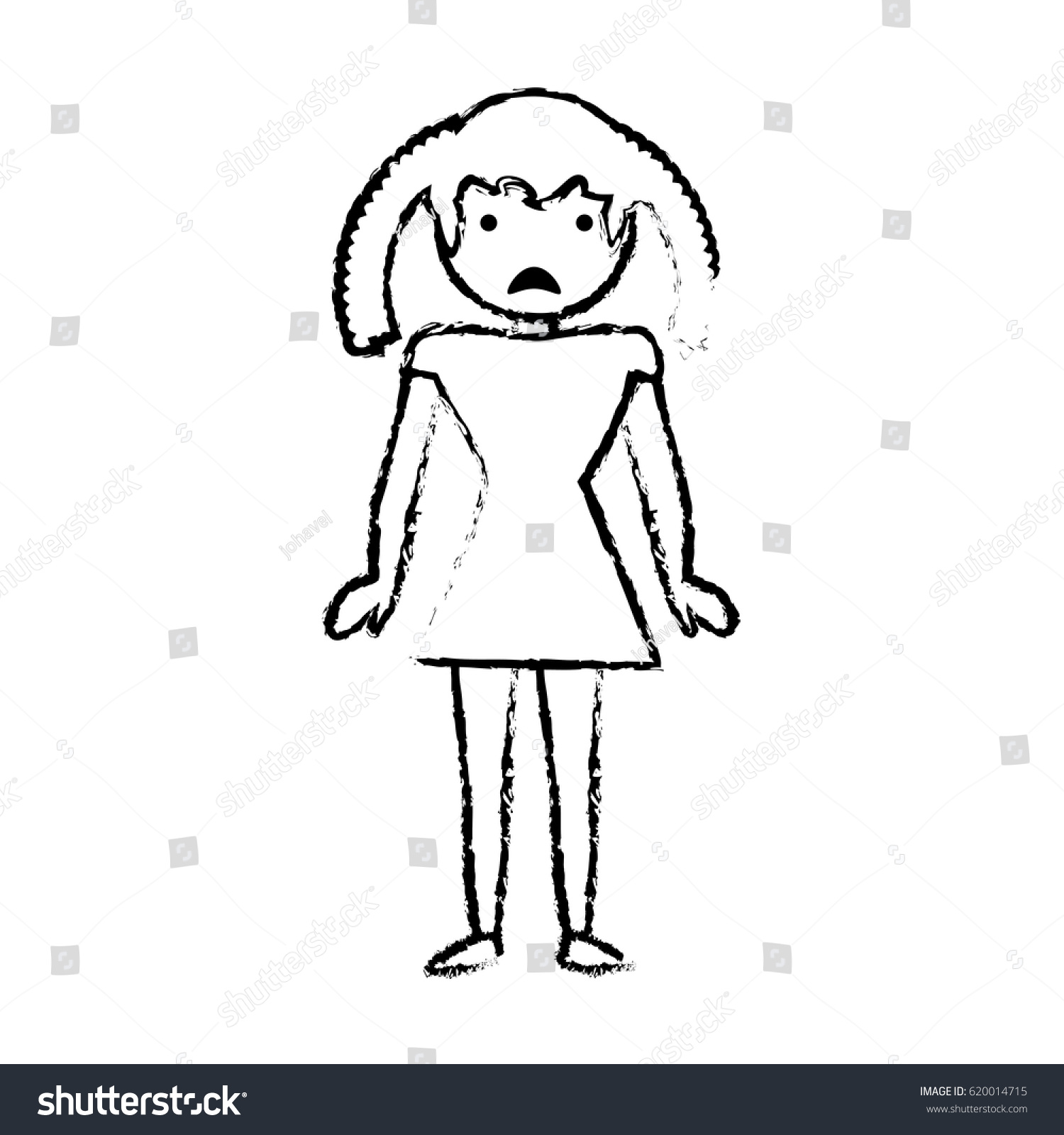 Skecth Girl Daughter Sad Face Stock Vector (Royalty Free) 620014715